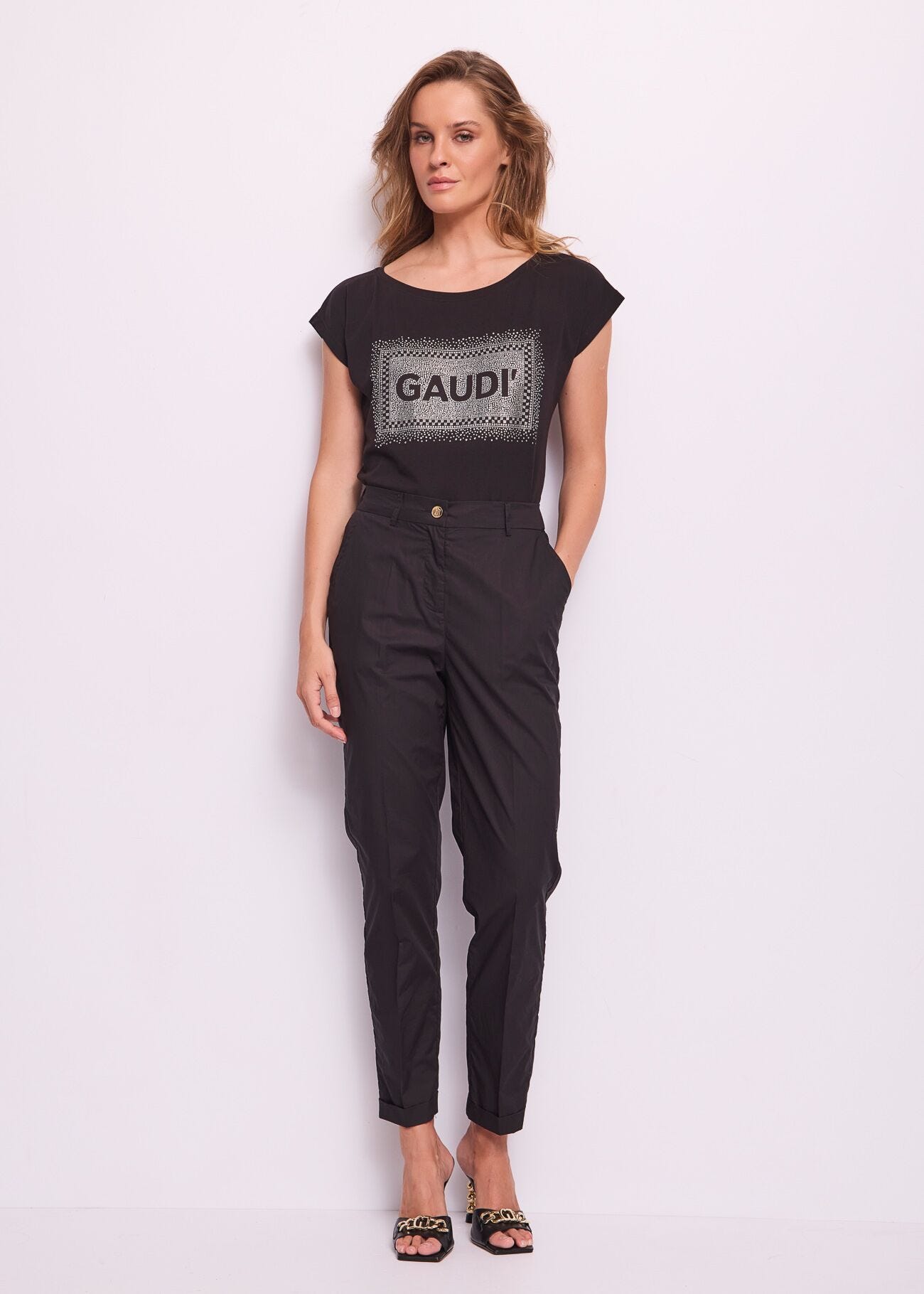 Women's black cotton T-shirt
