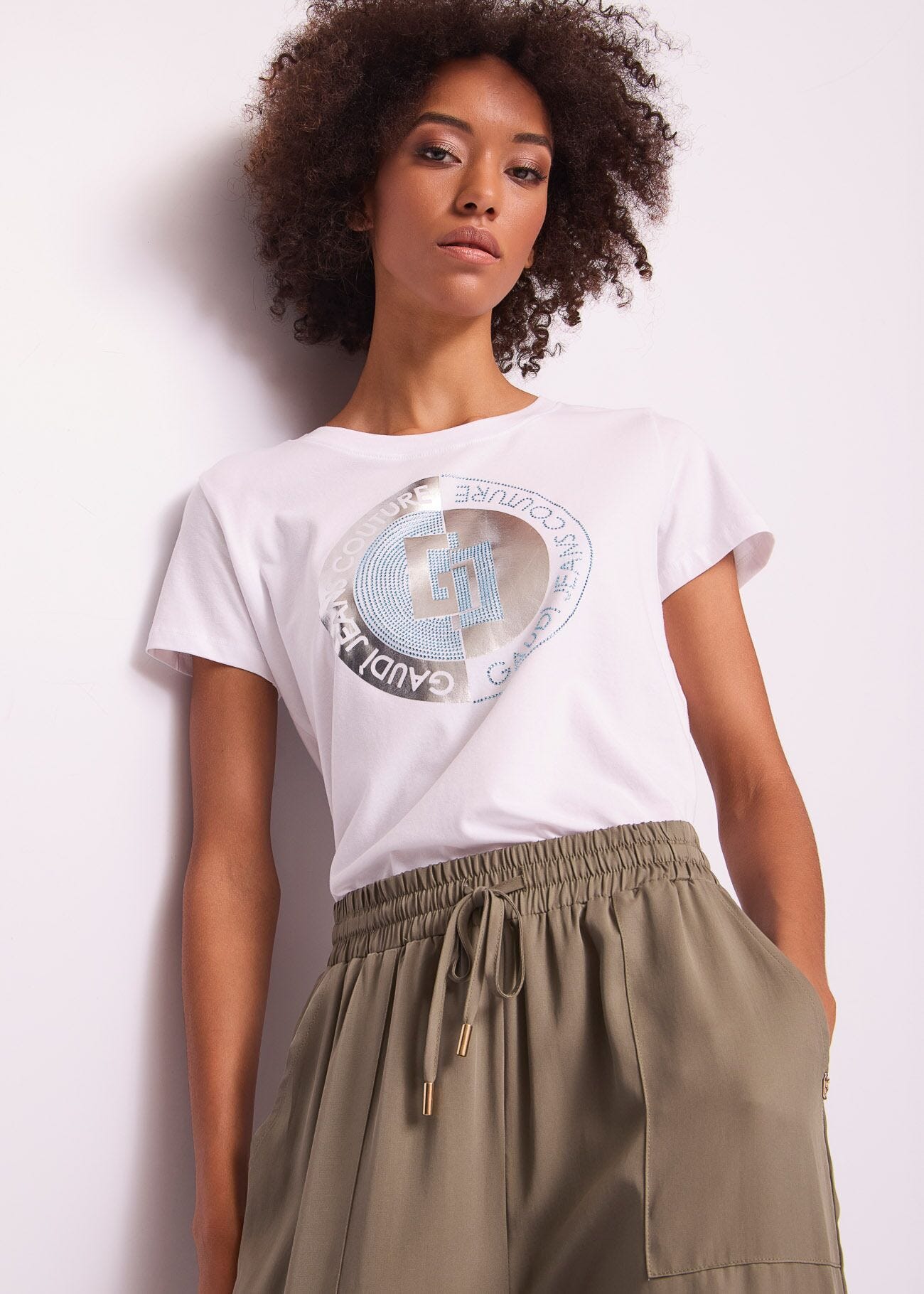 Camiseta blanca de algodón para mujer