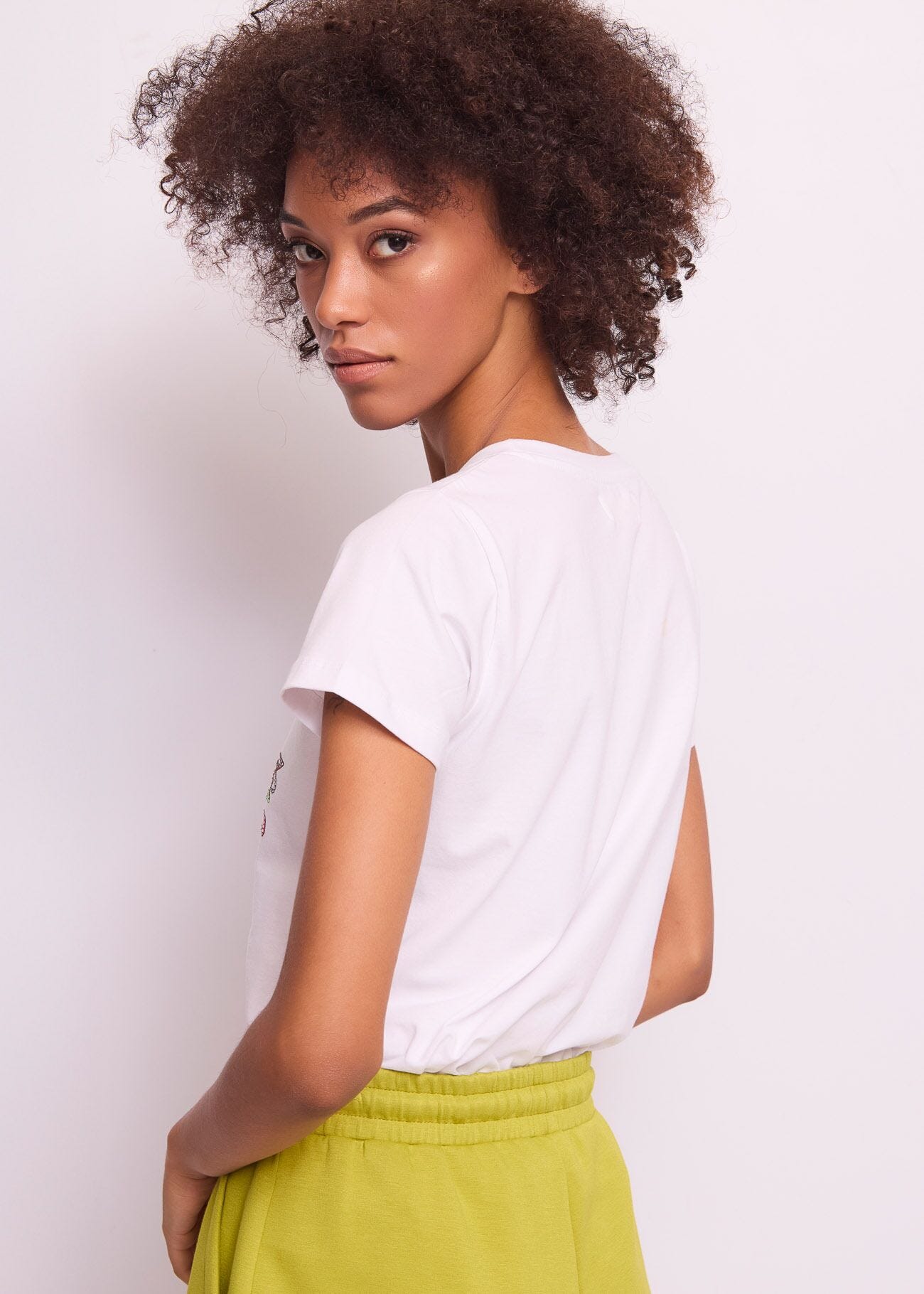 T-shirt blanc en coton pour femme