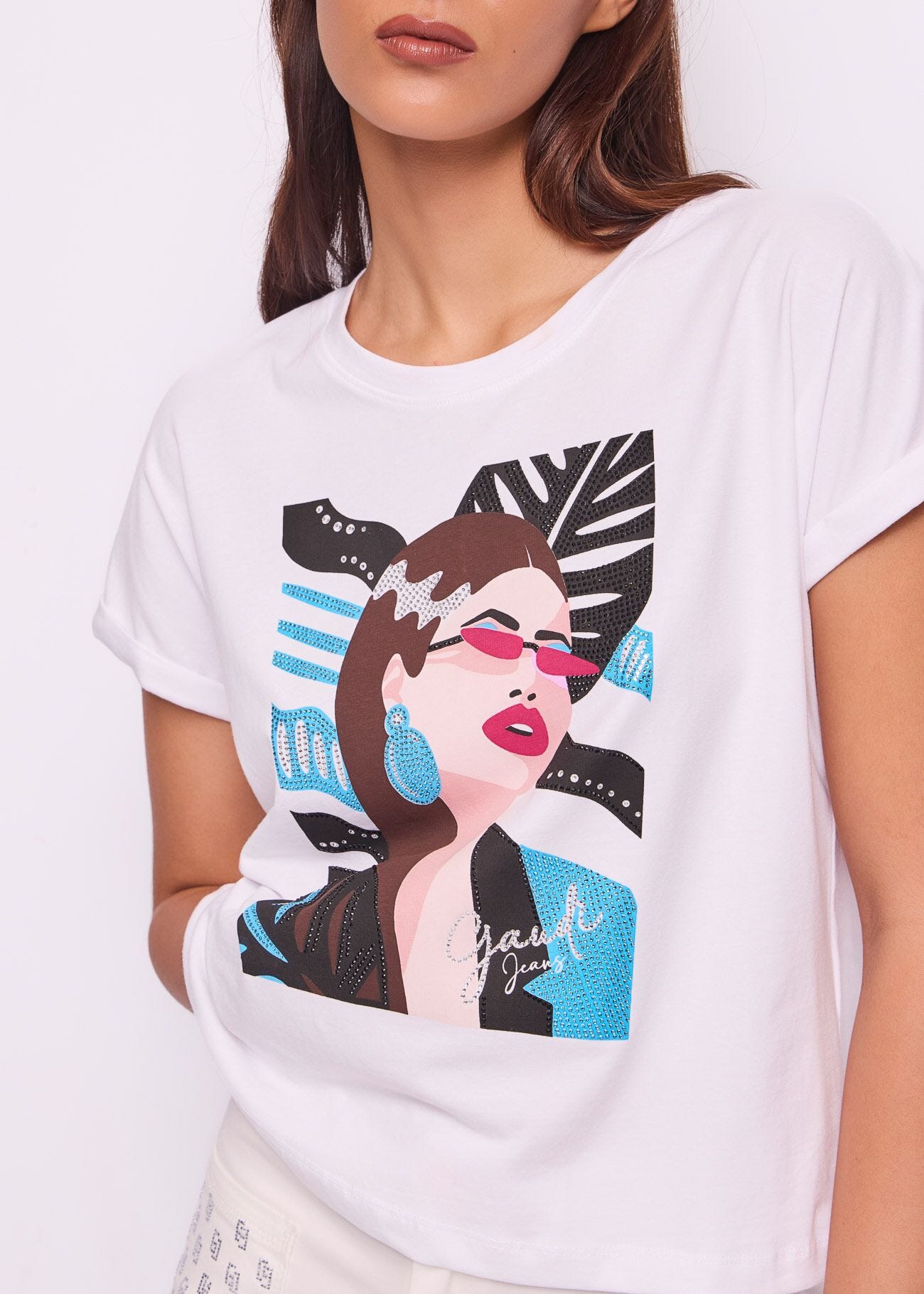T-shirt blanc en coton pour femme