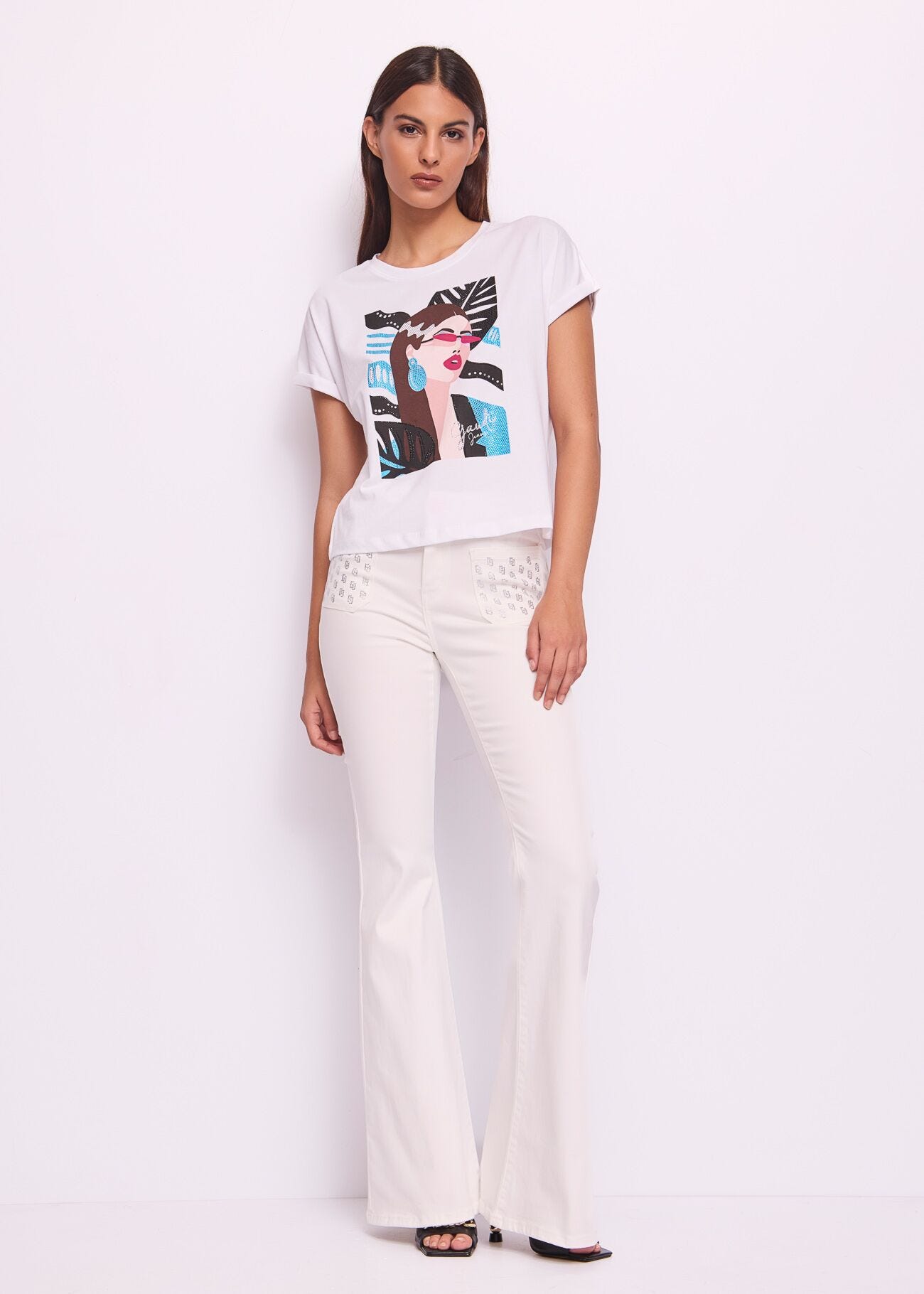 T-shirt blanc en coton pour femme
