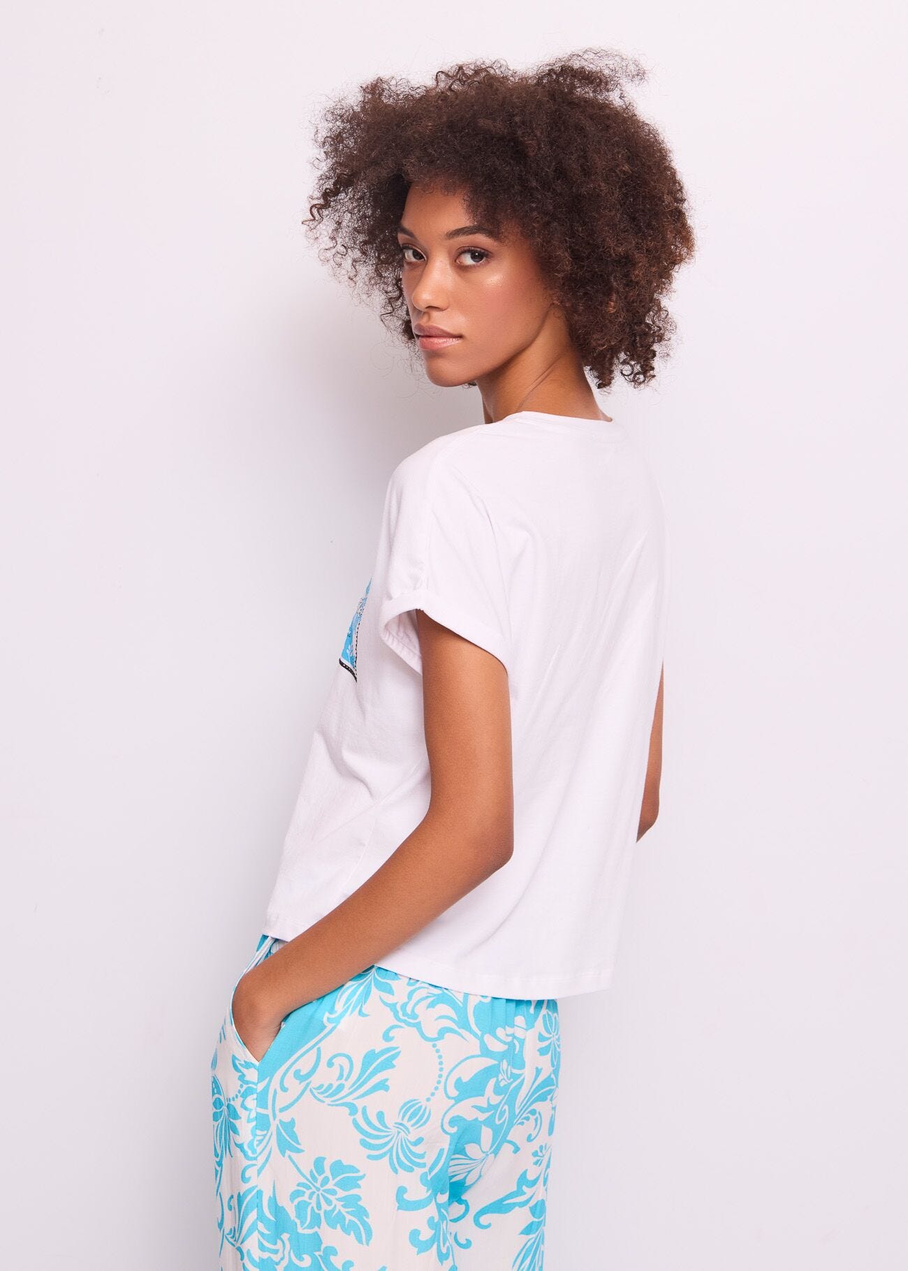 T-shirt blanc en coton pour femme