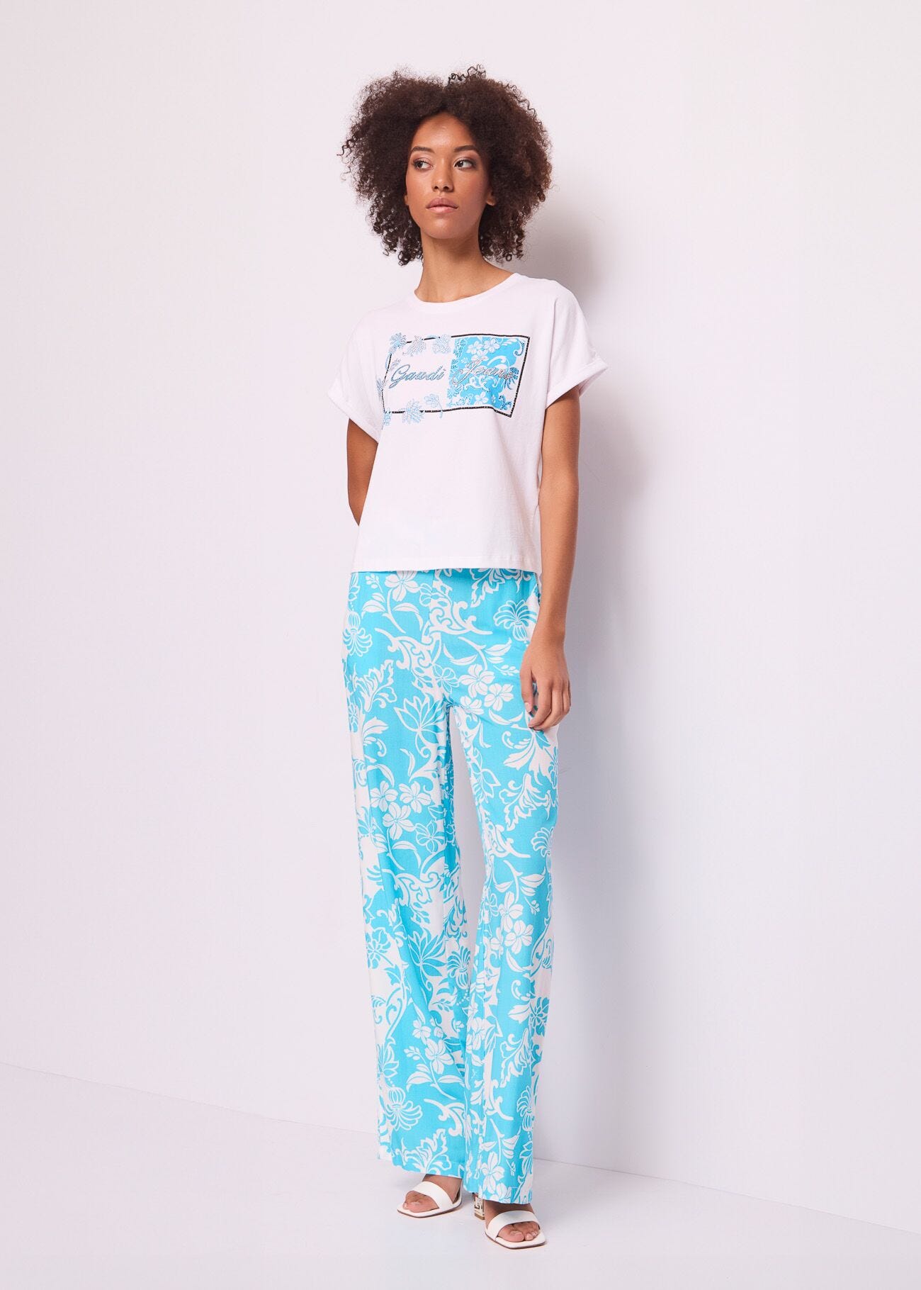 T-shirt blanc en coton pour femme
