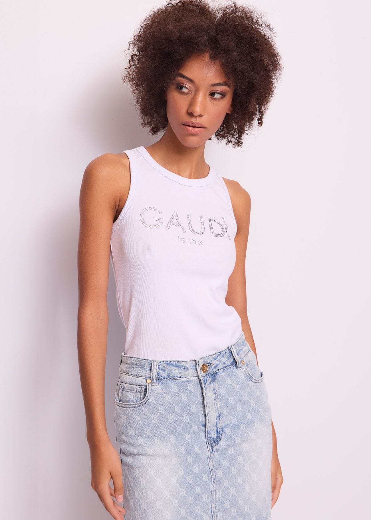Top blanc en coton pour femme