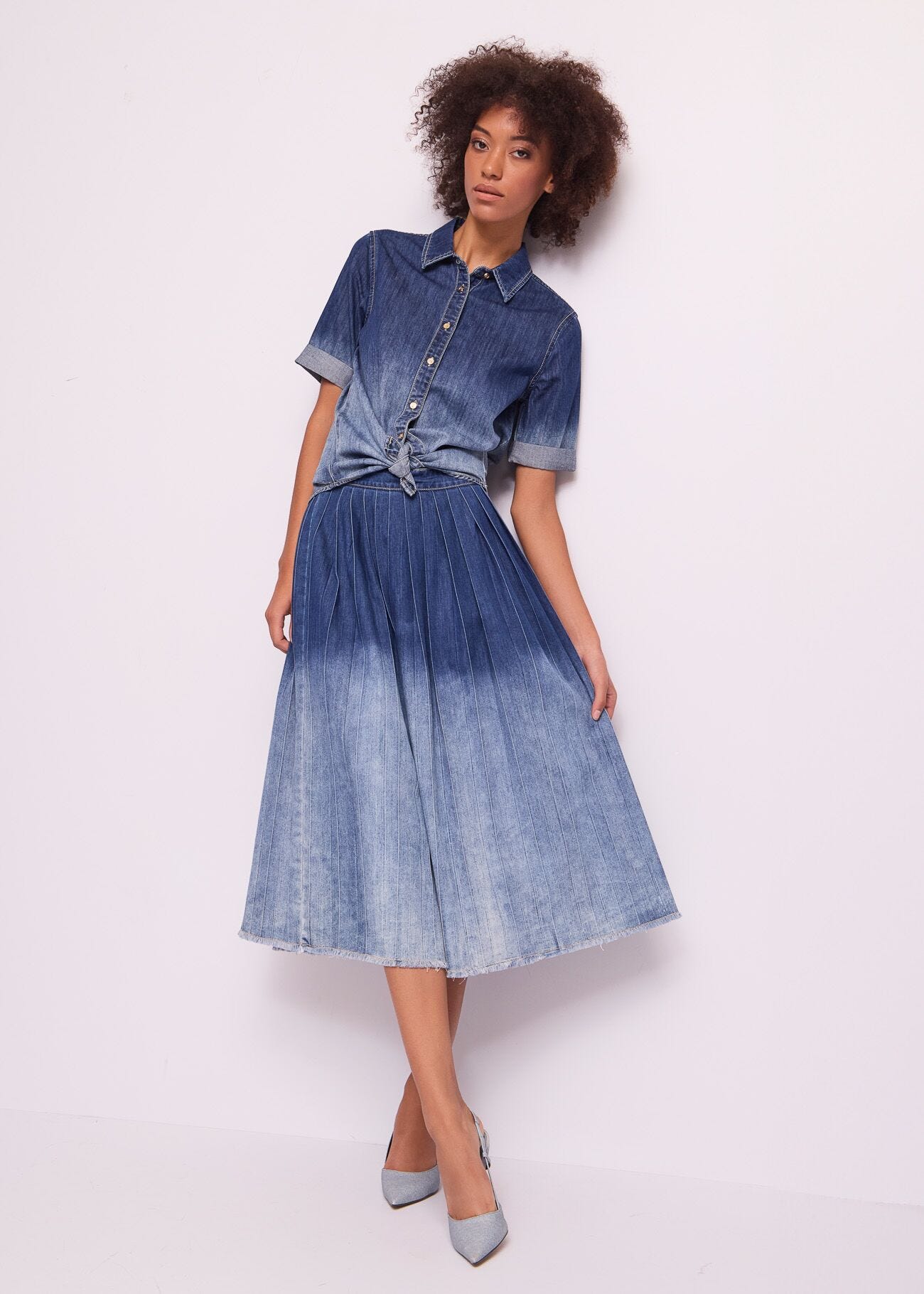 Jupe en chambray de coton