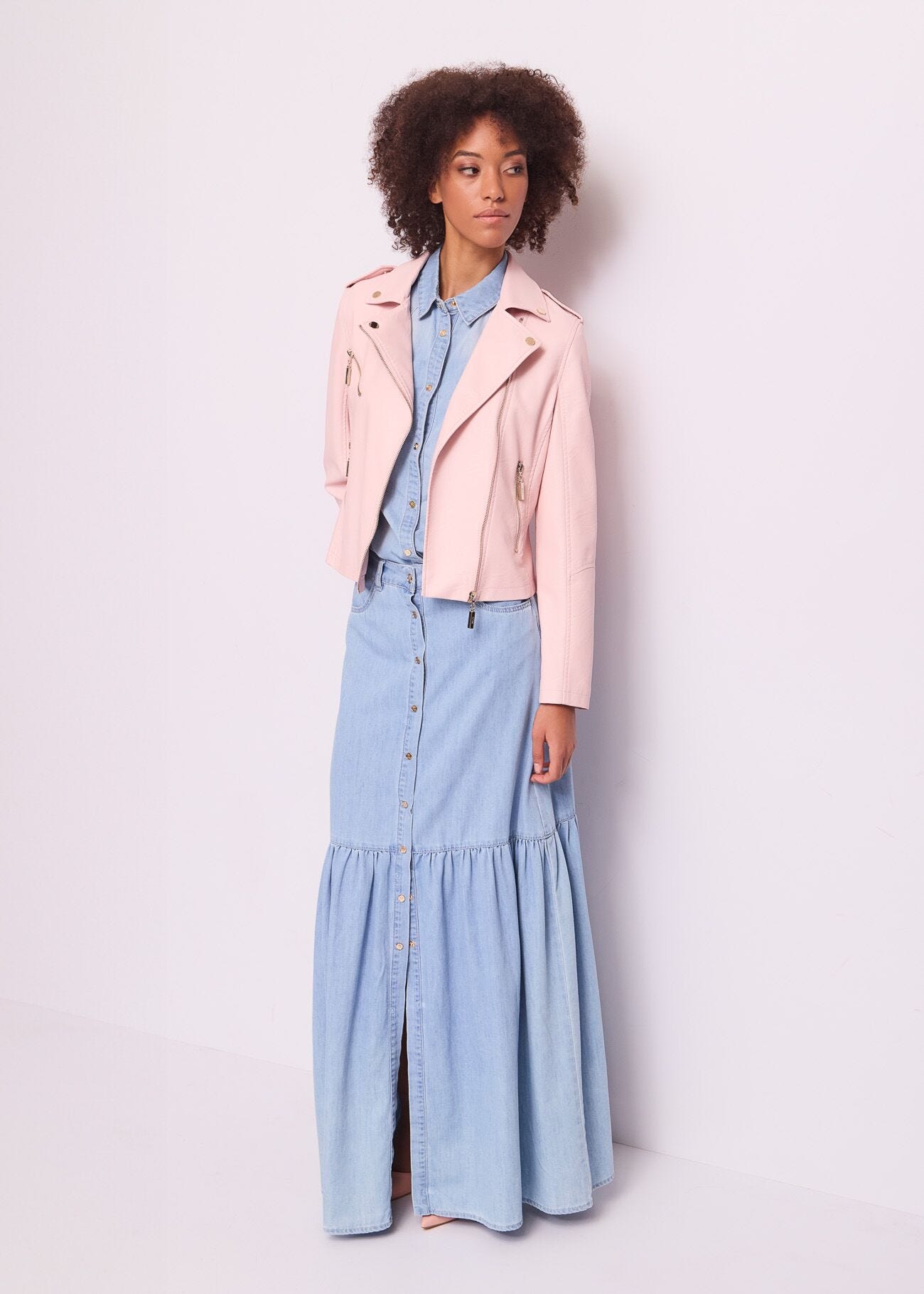 Jupe en chambray de coton