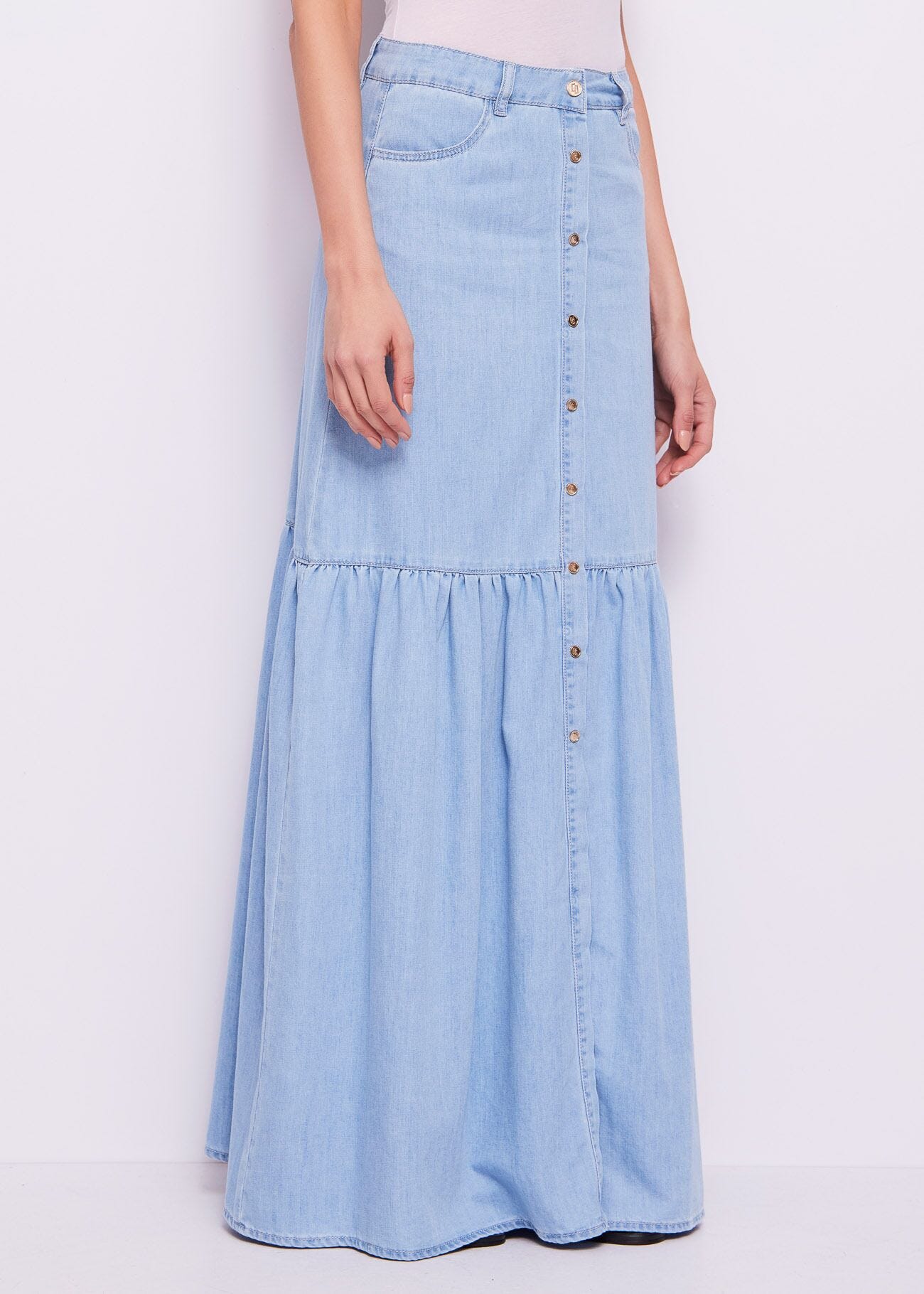 Jupe en chambray de coton