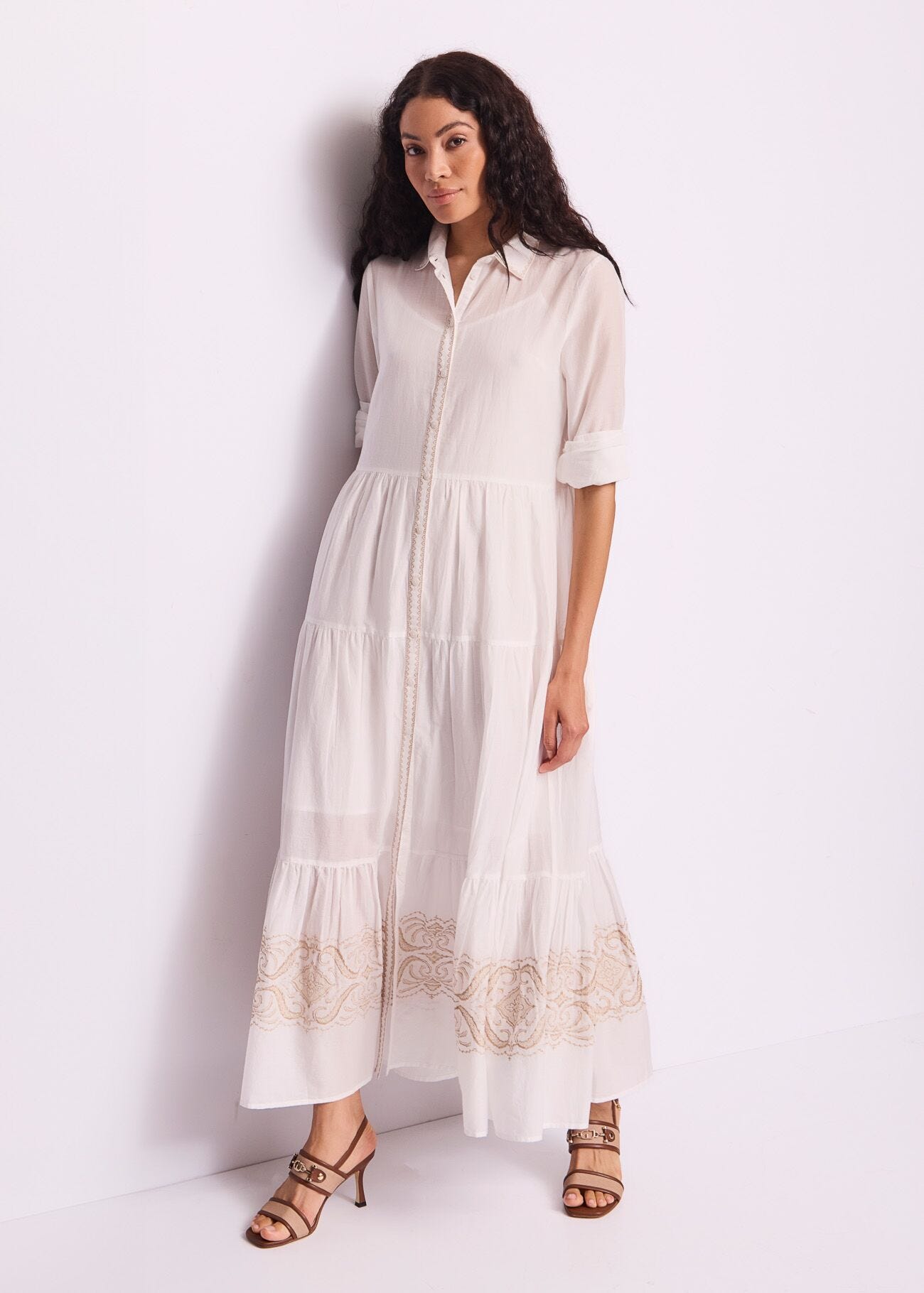 Vestido blanco de algodón para mujer
