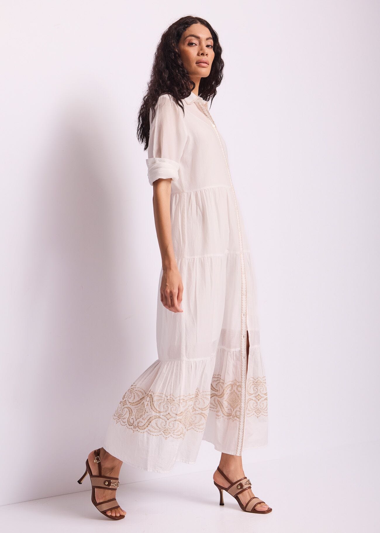 Vestido blanco de algodón para mujer