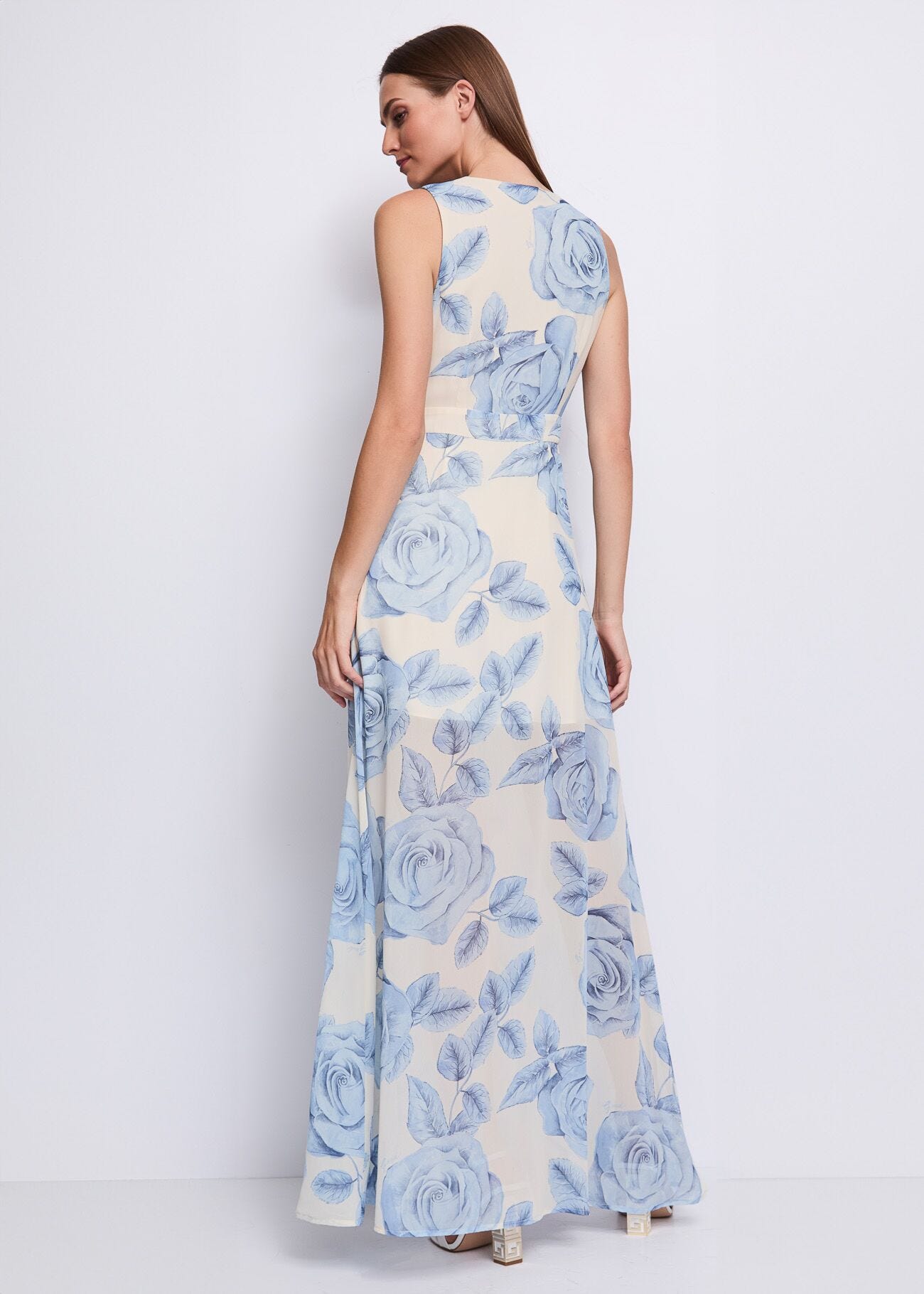 Robe en crêpe georgette imprimé pour femme