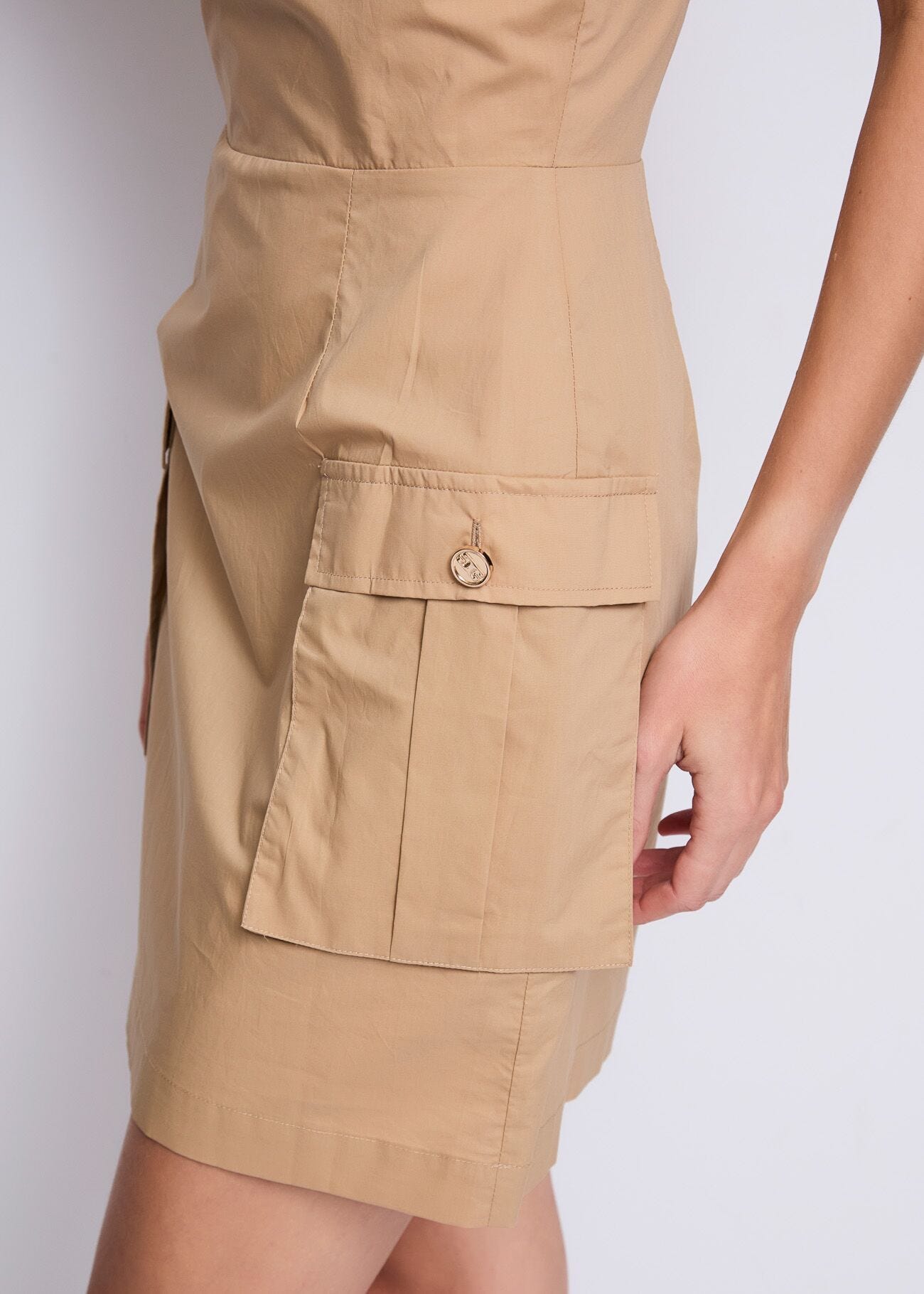 Vestido beige de algodón para mujer