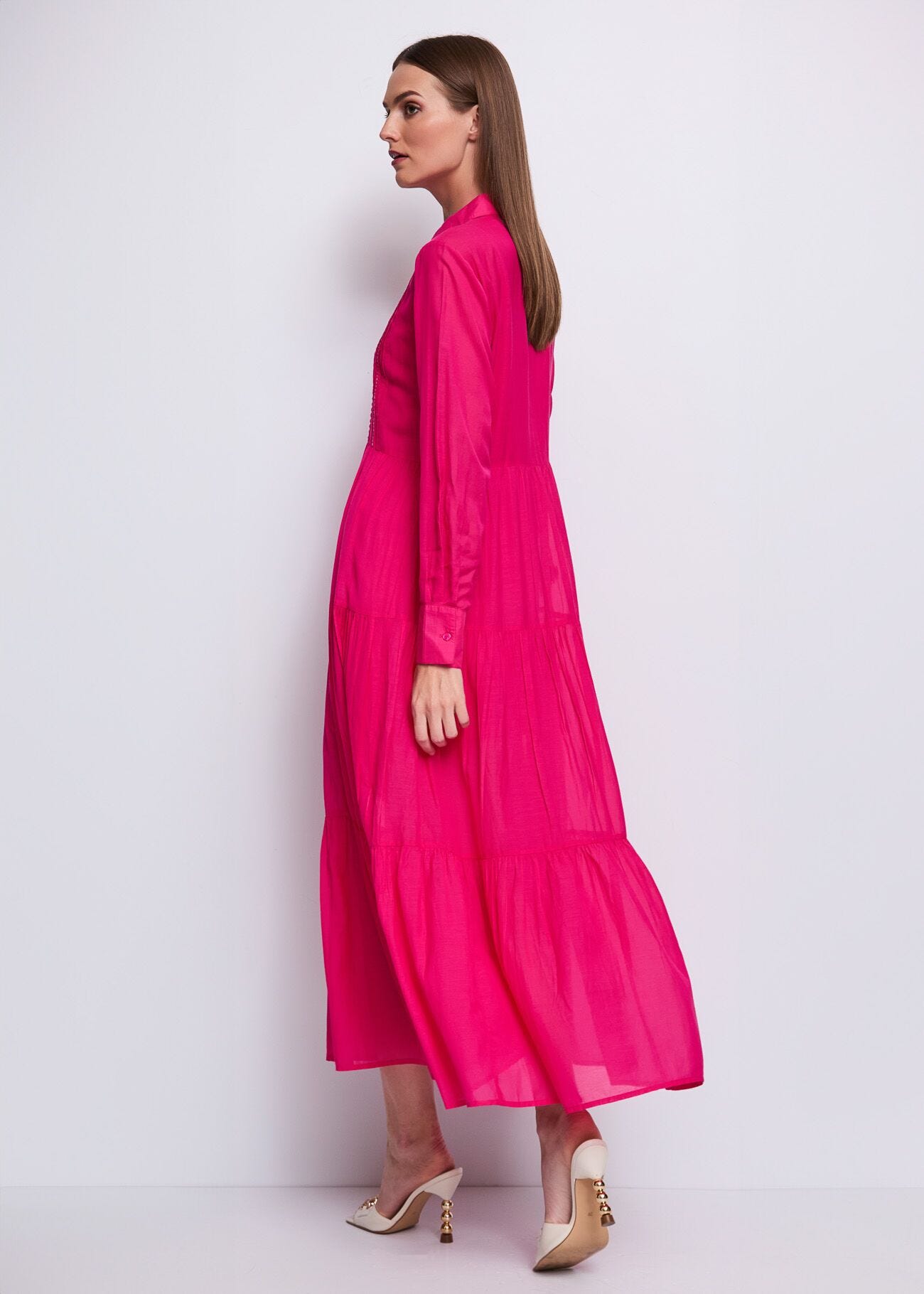 Robe rose en coton mélangé pour femme