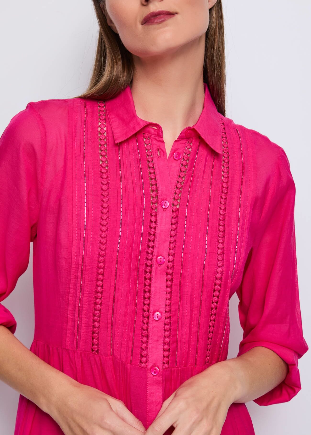 Robe rose en coton mélangé pour femme