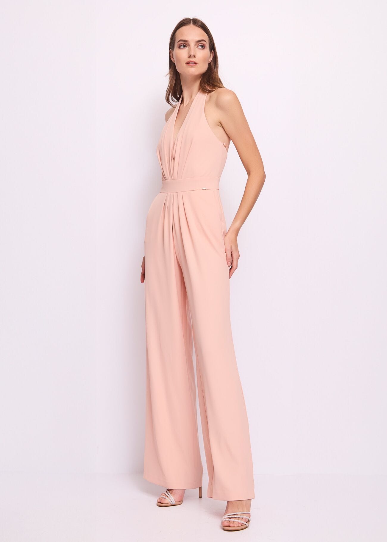 Women's pink crepe cady jumpsuit