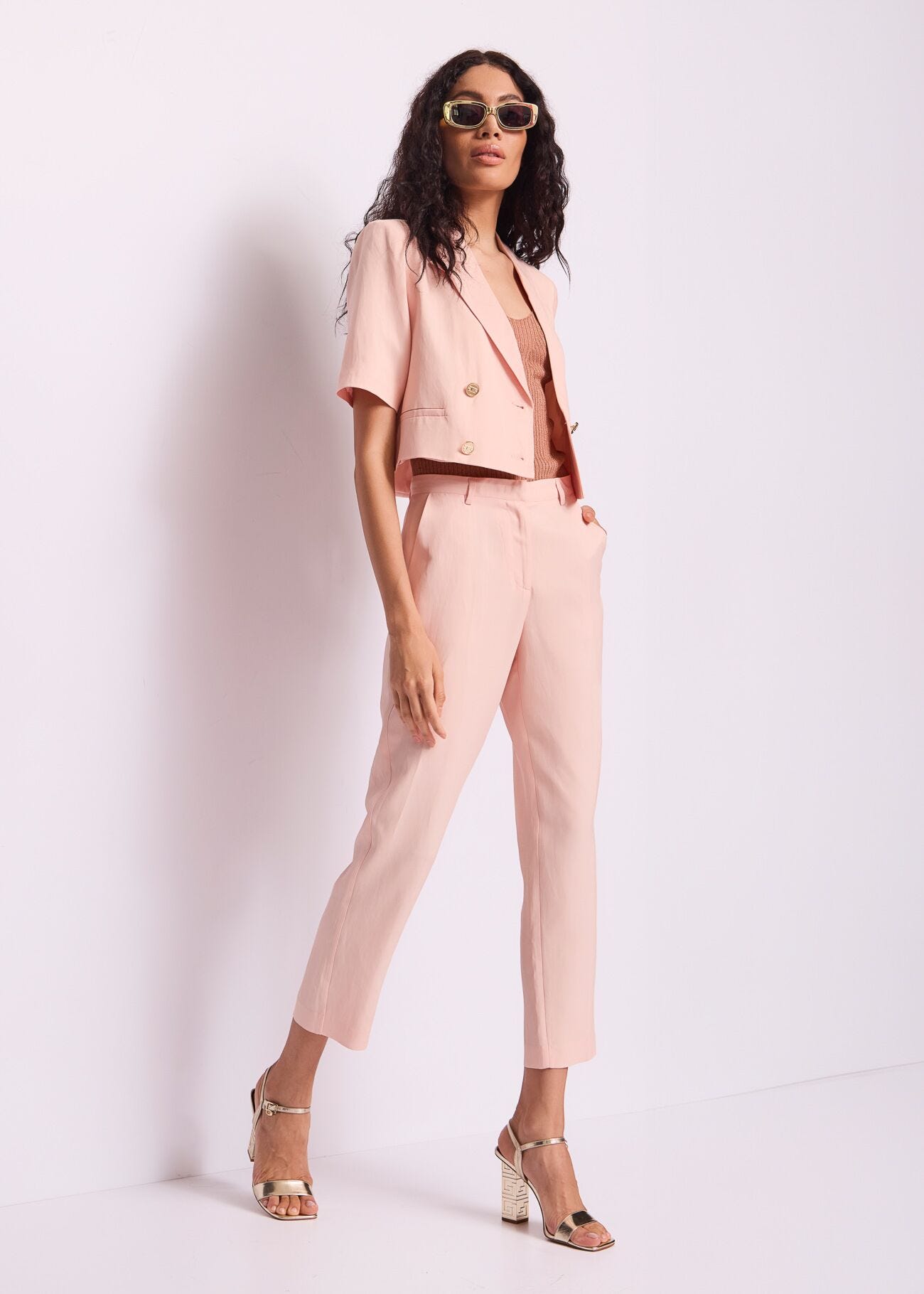 Pantalon en lin mélangé pour femme