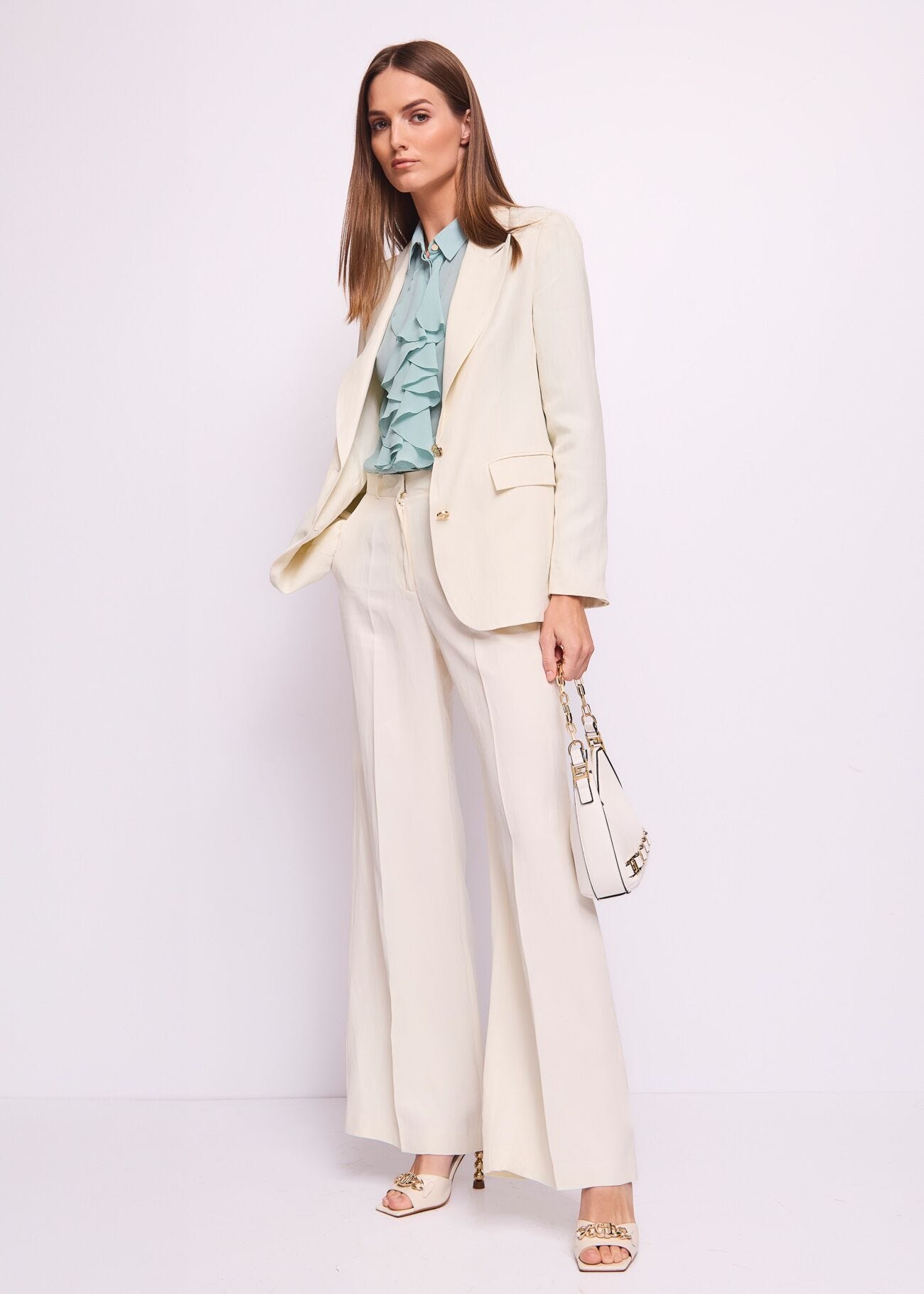 Women's linen-blend trousers