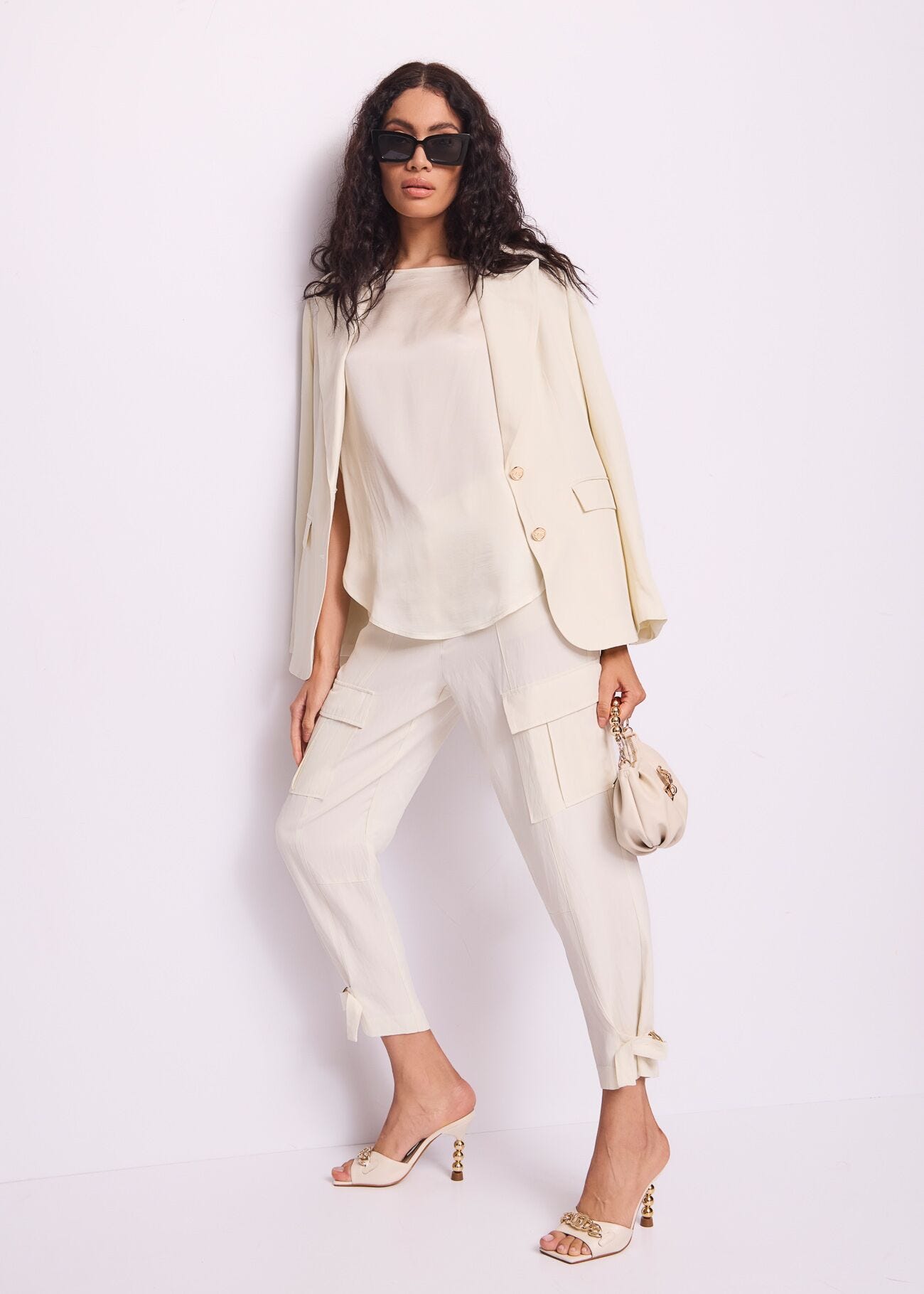 Women's linen-blend trousers