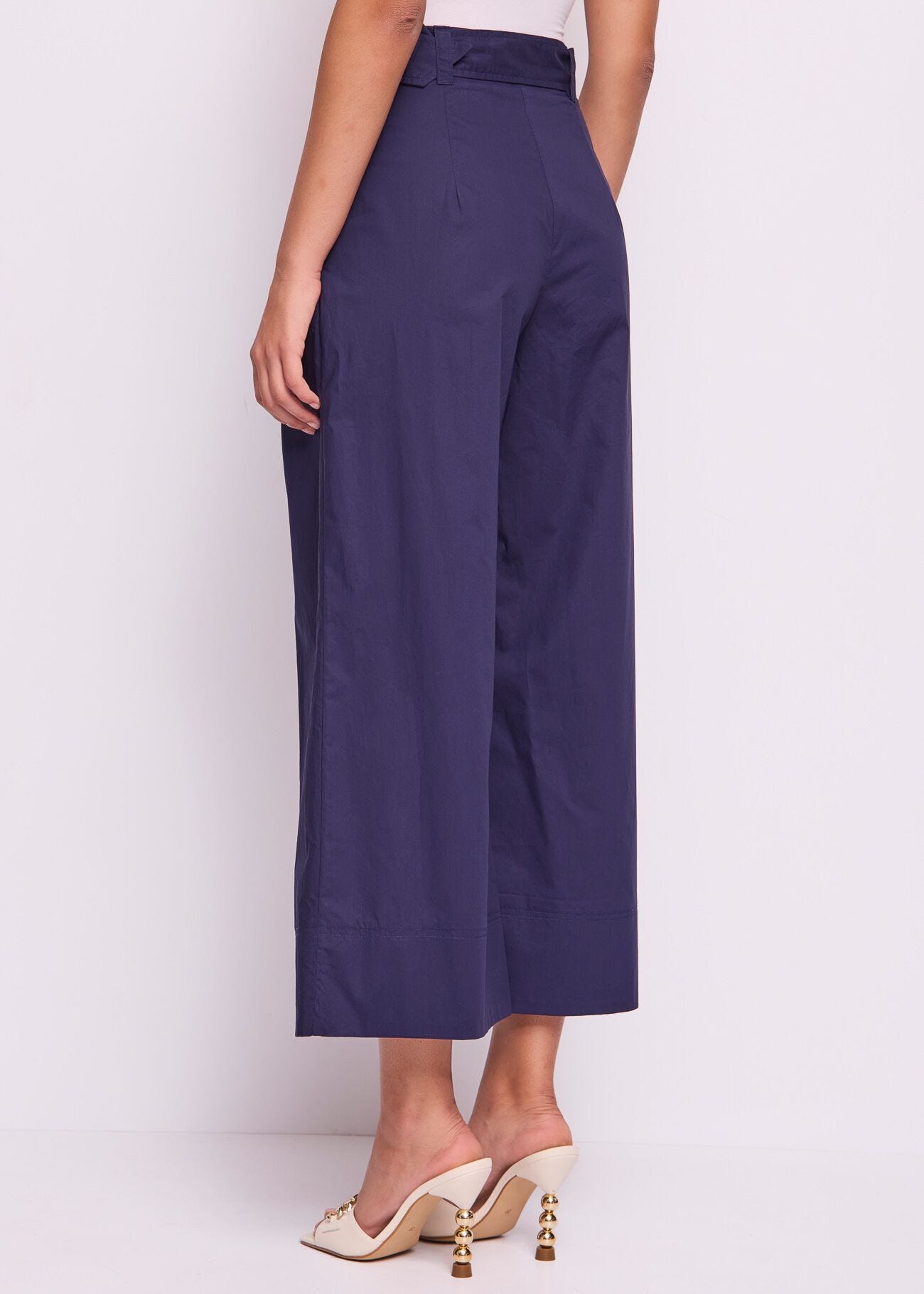 Pantalon bleu en coton pour femme