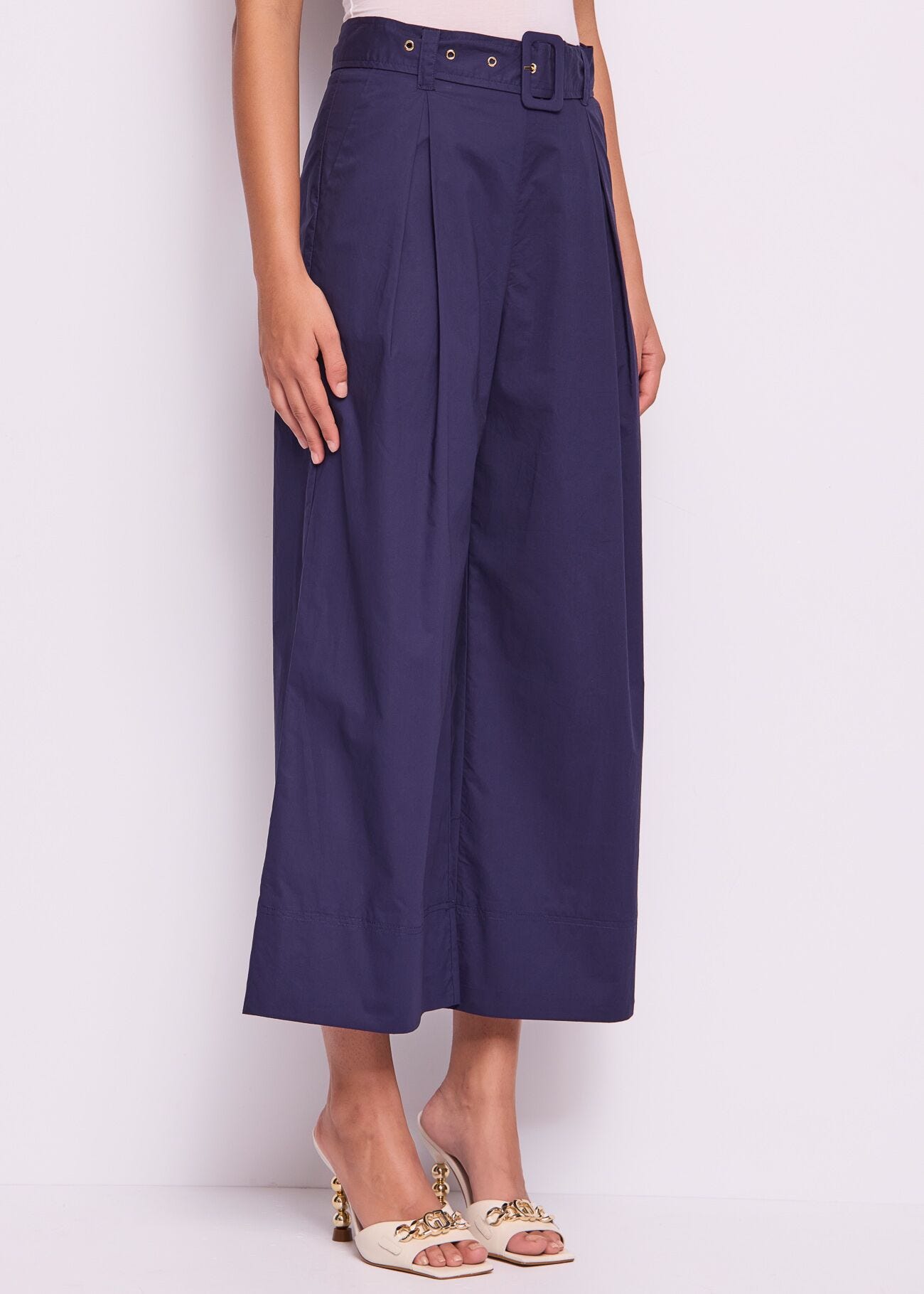 Pantalon bleu en coton pour femme