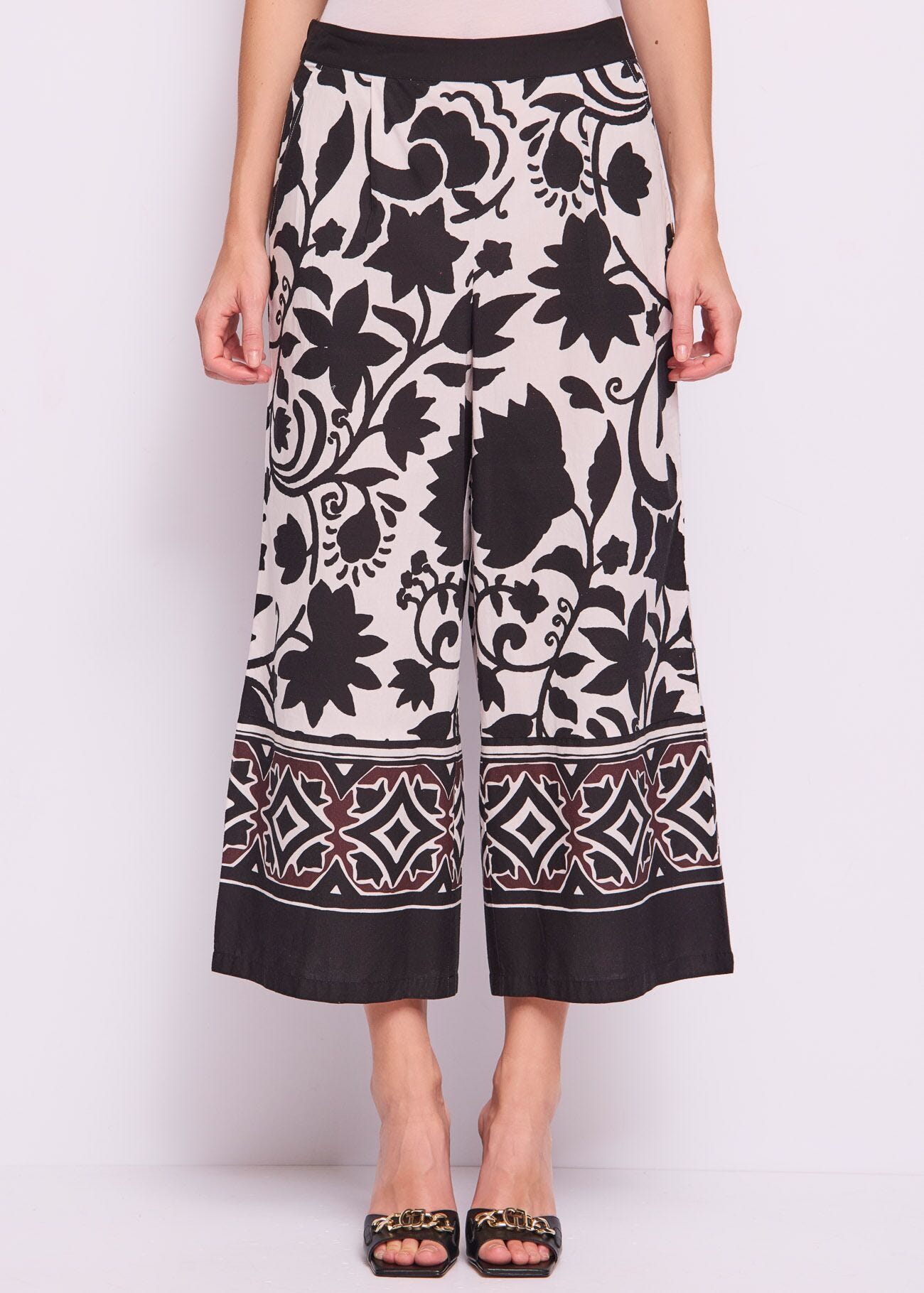 Pantaloni donna con stampa floreale