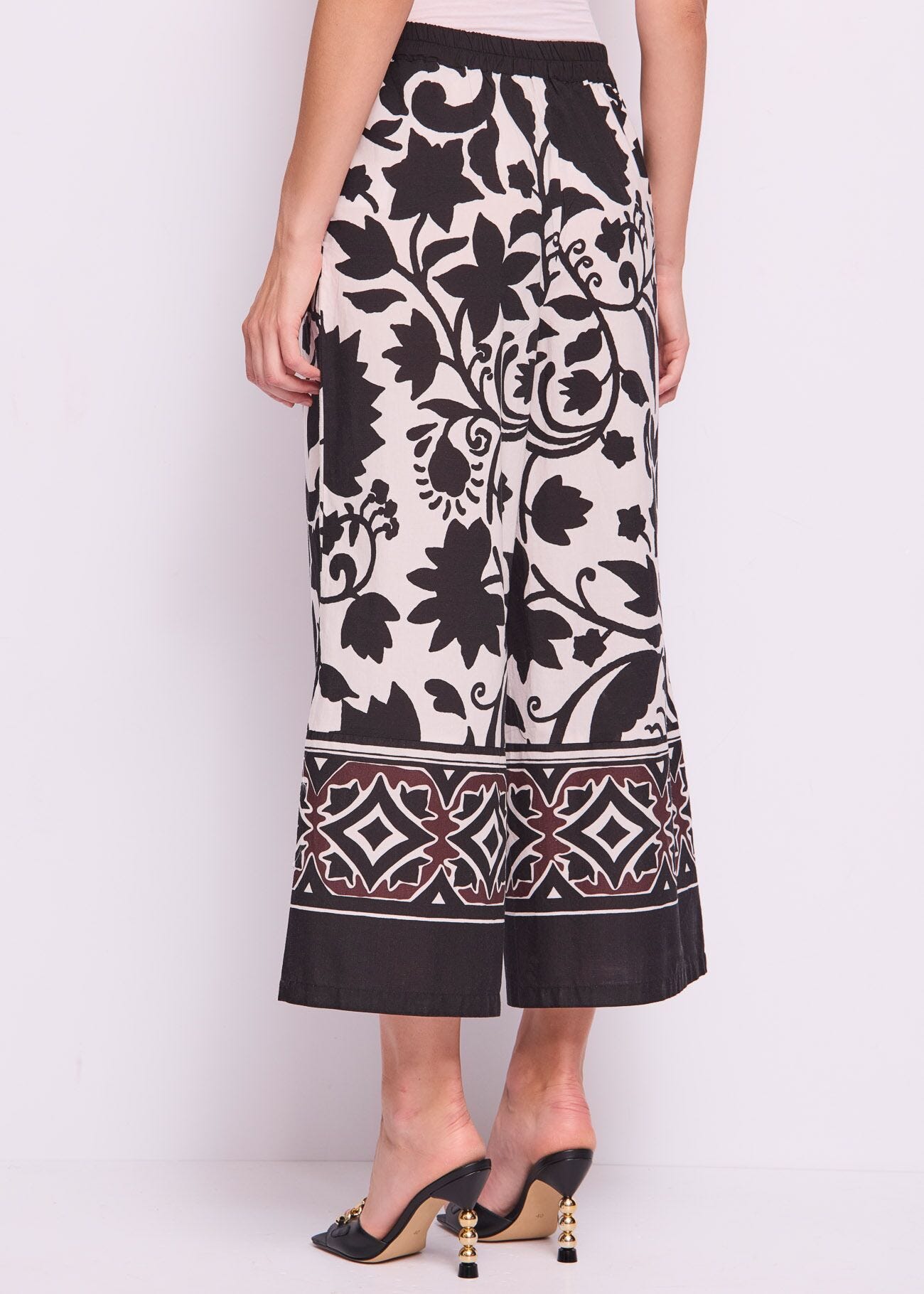 Pantaloni donna con stampa floreale