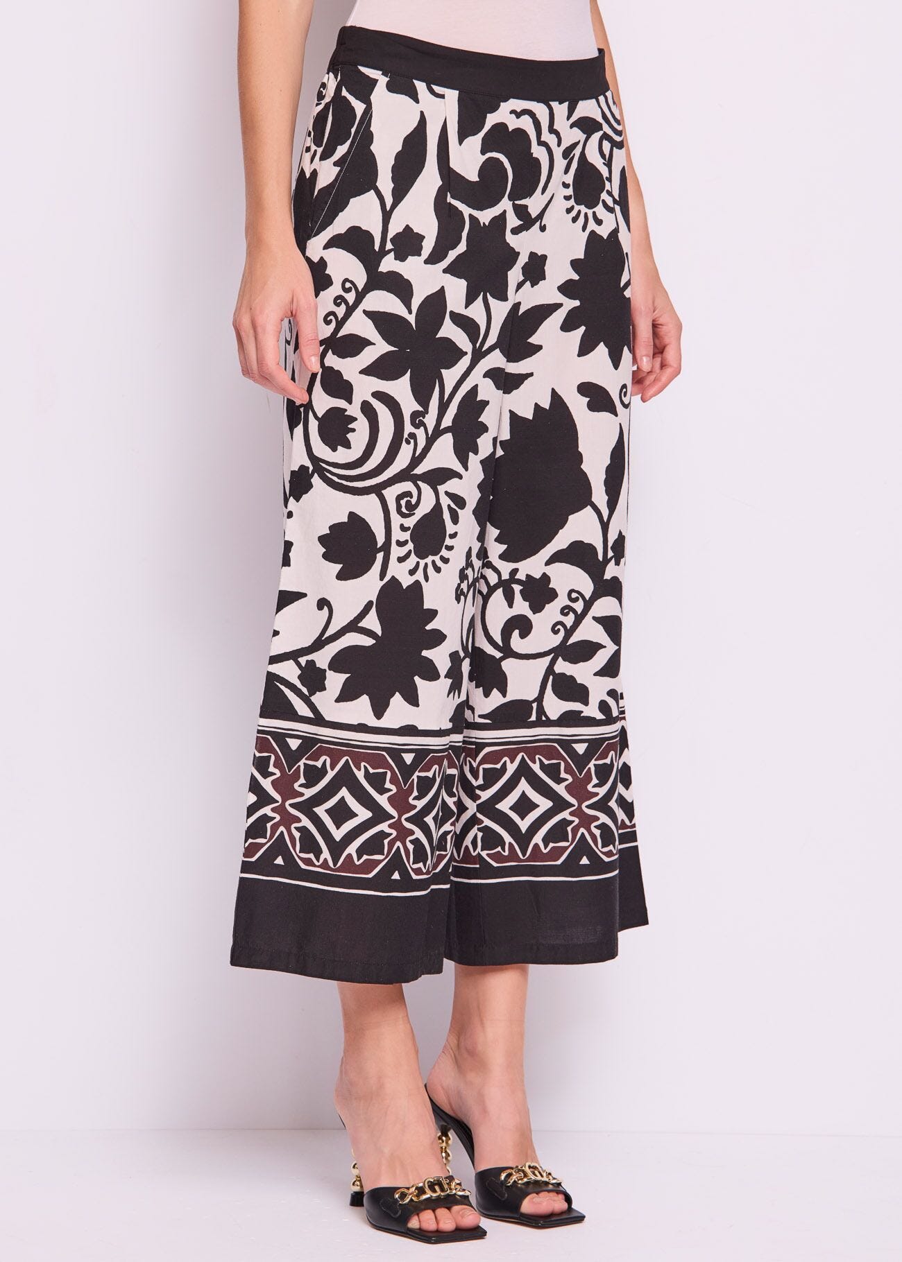 Pantaloni donna con stampa floreale