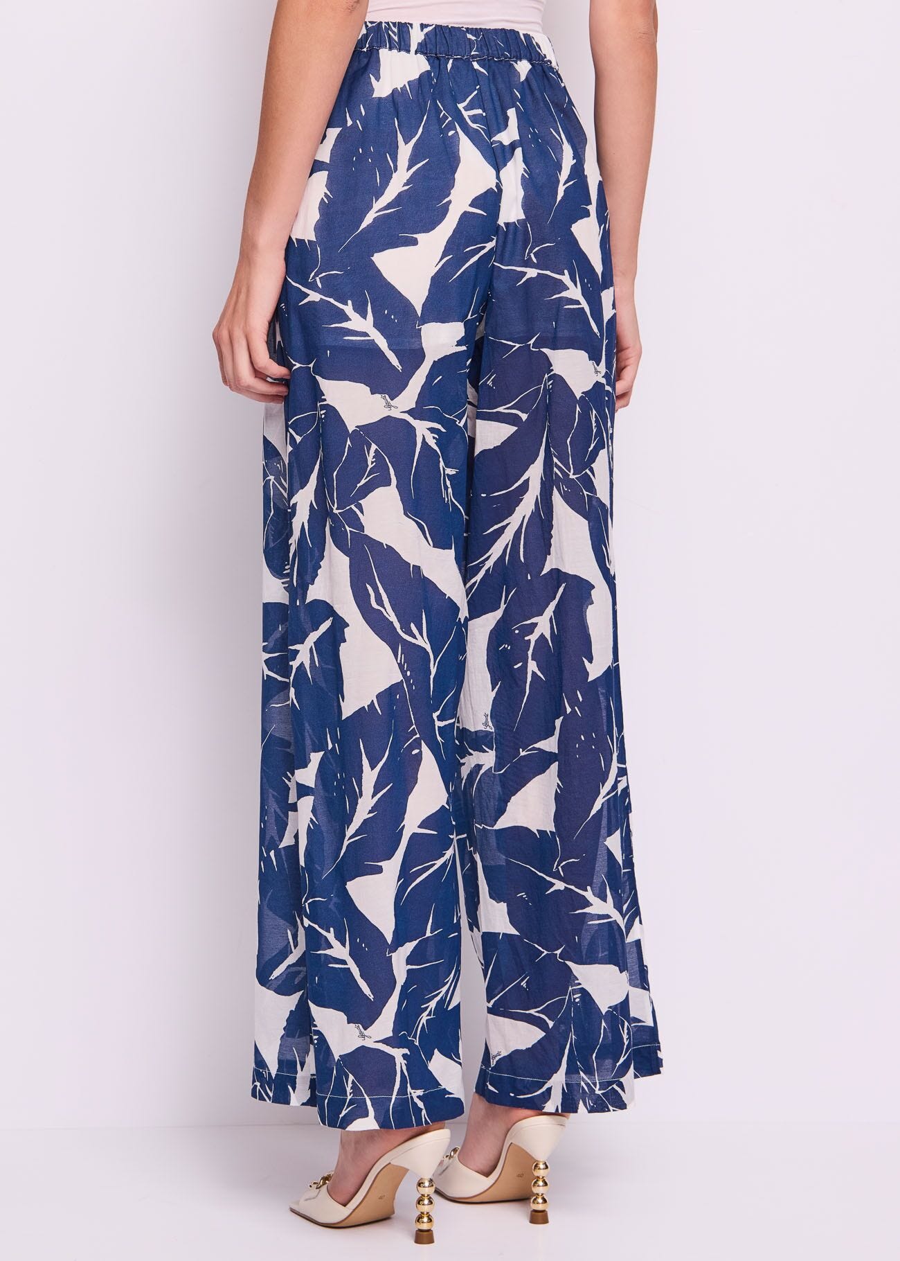 Pantaloni donna con stampa floreale e coulisse