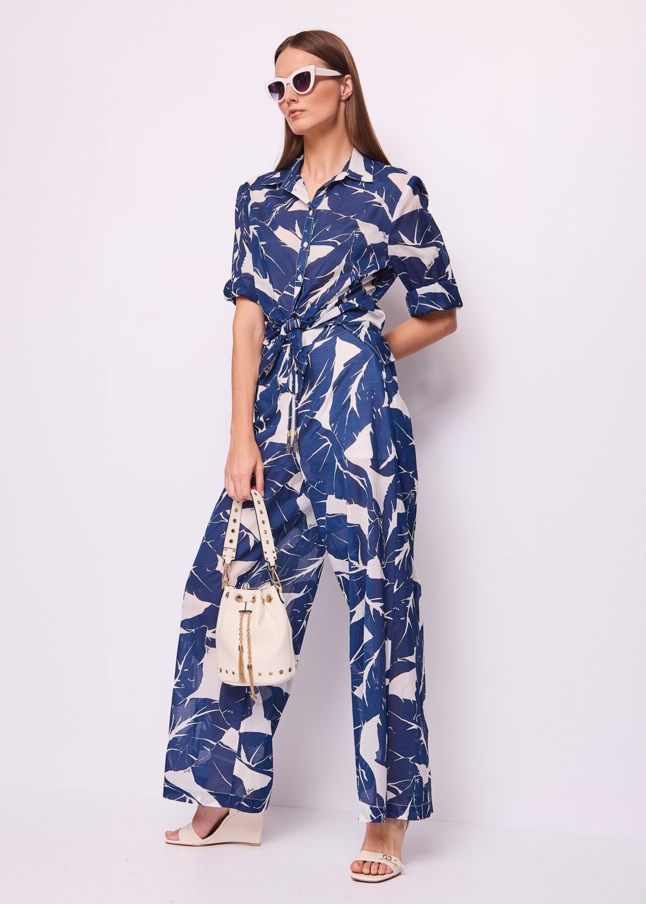 Pantaloni donna con stampa floreale e coulisse