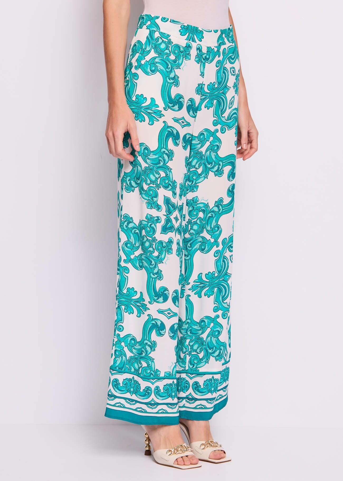Women's printed crepe trousers