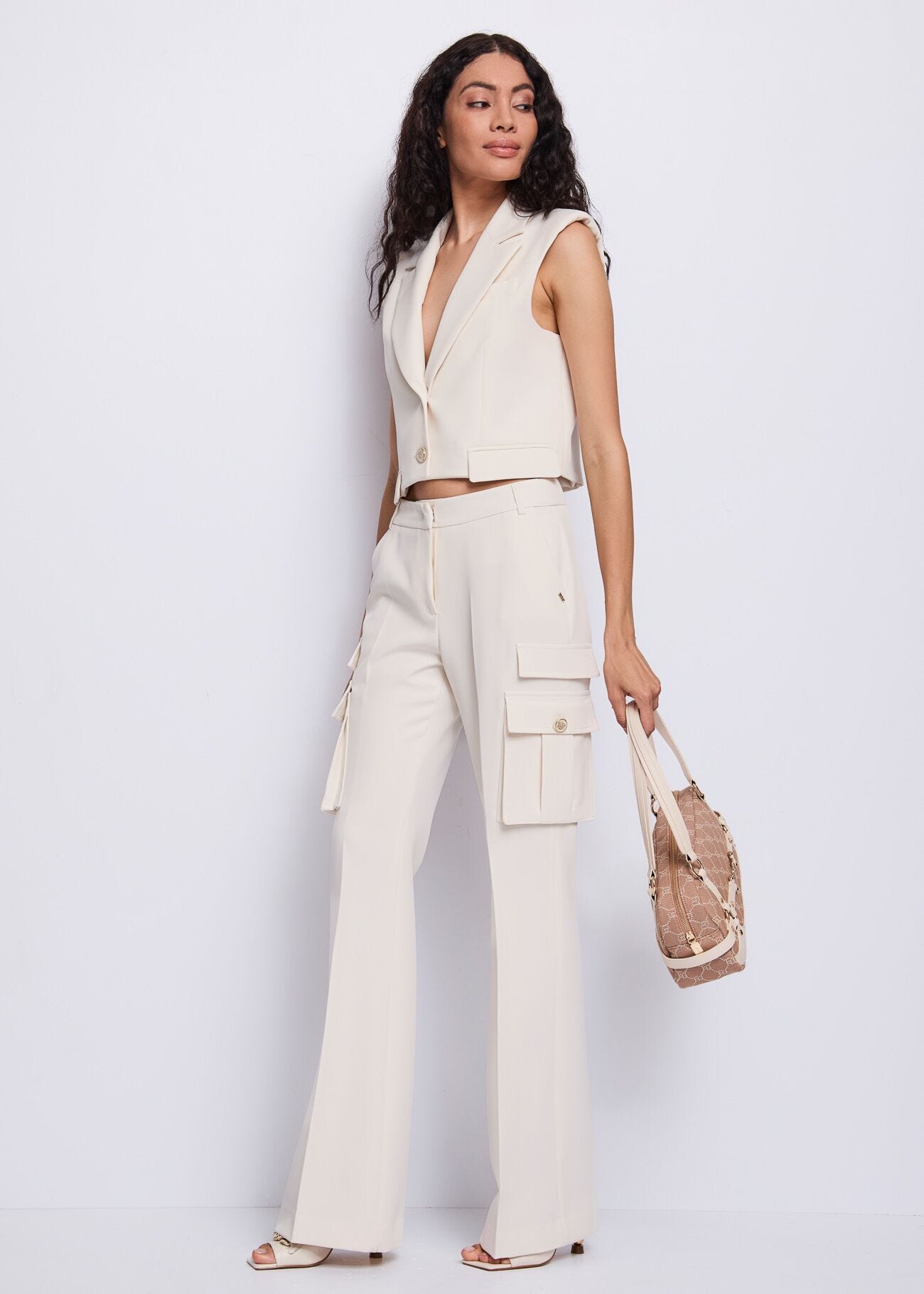 Women's white cargo trousers