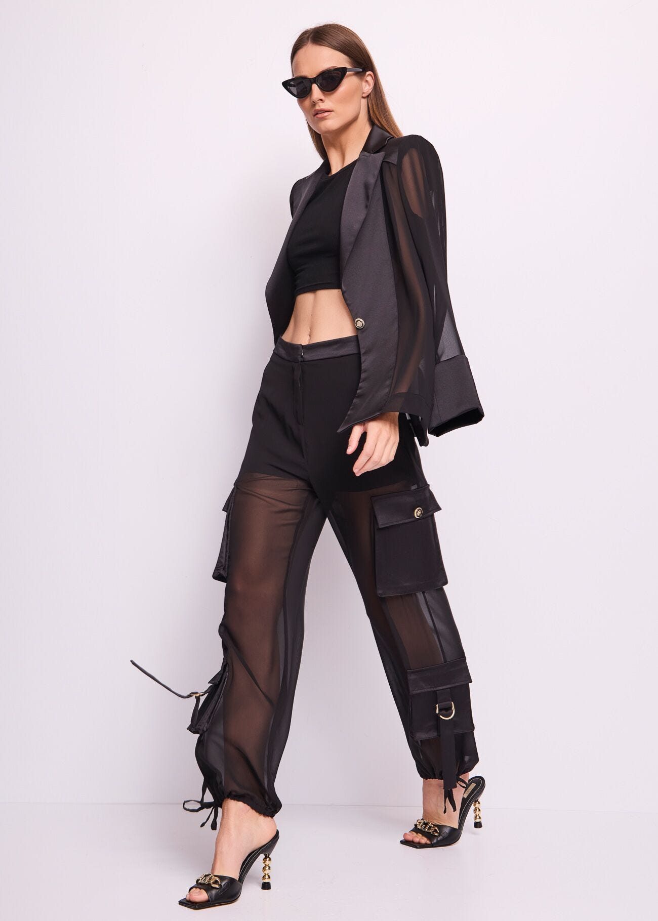 Pantaloni da donna neri cargo