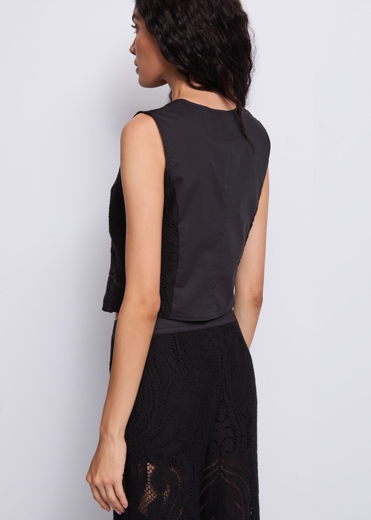 Women's black lace vest