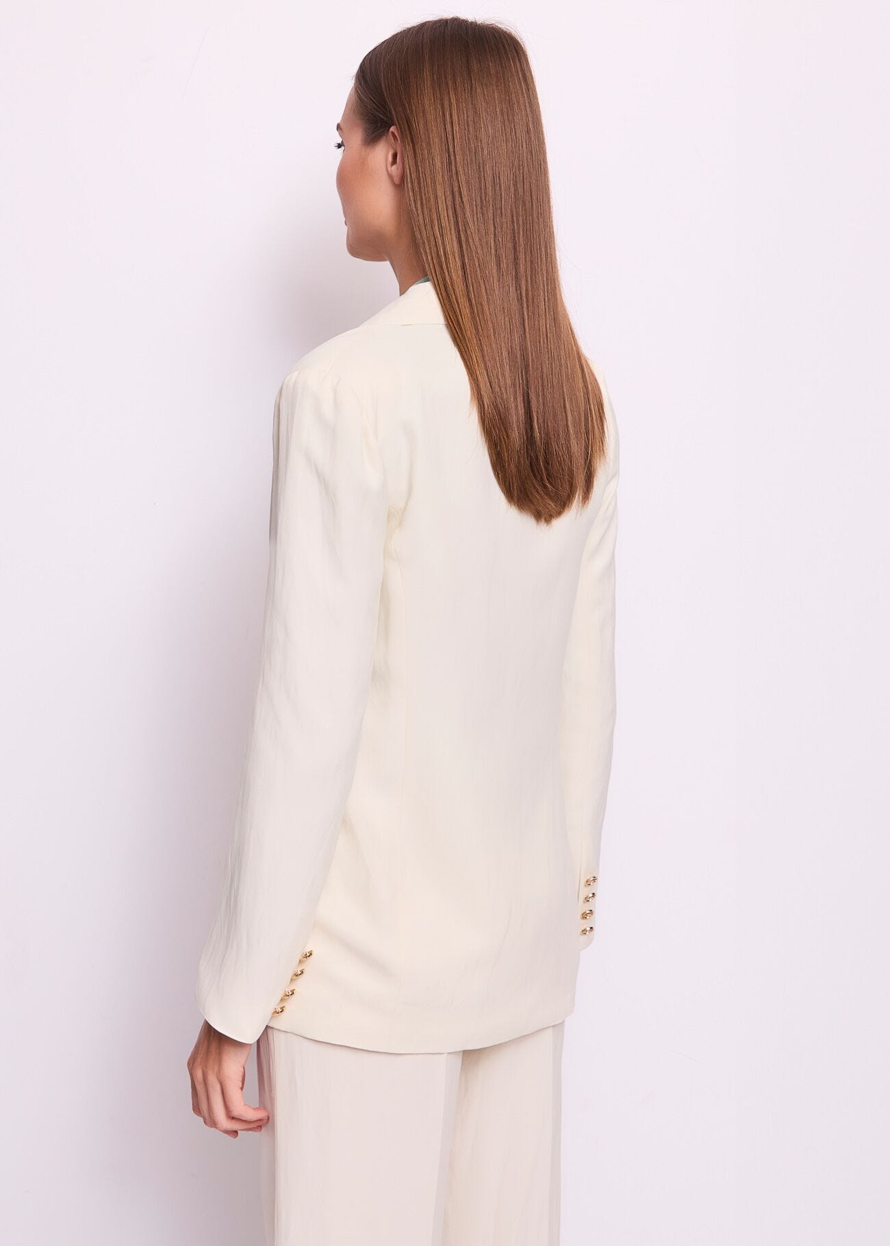 Blazer blanc en lin mélangé pour femme