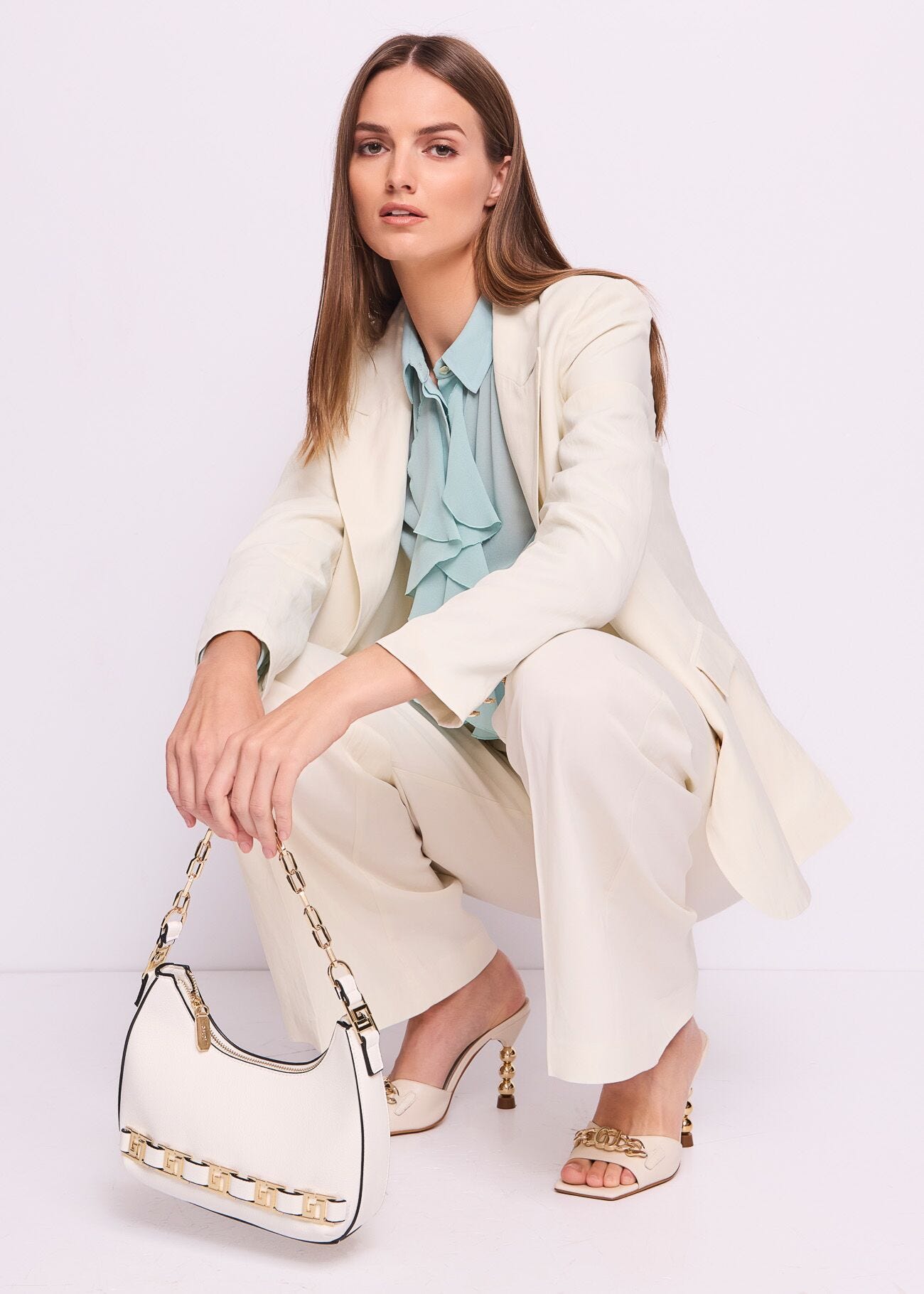 Blazer blanc en lin mélangé pour femme