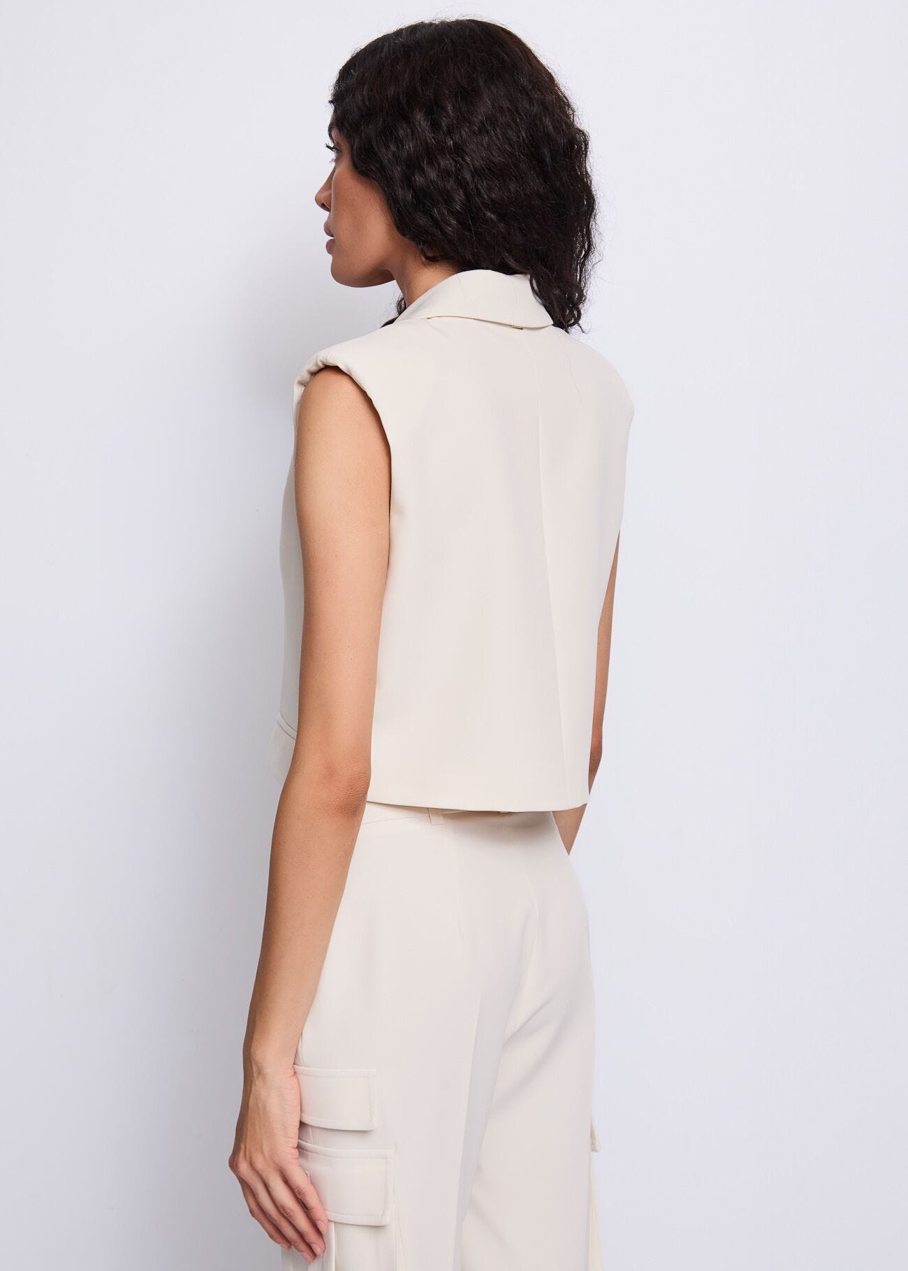 Gilet da donna bianco con revers