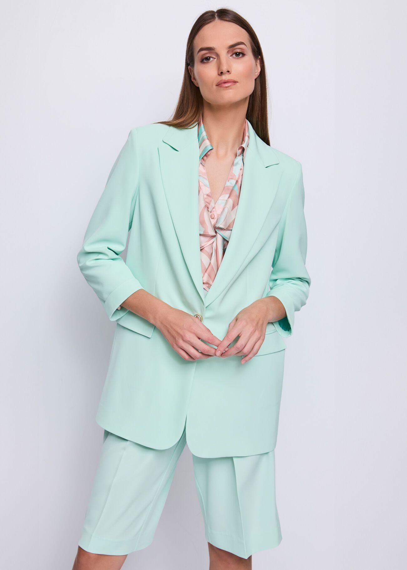Blazer vert en crêpe cady pour femme