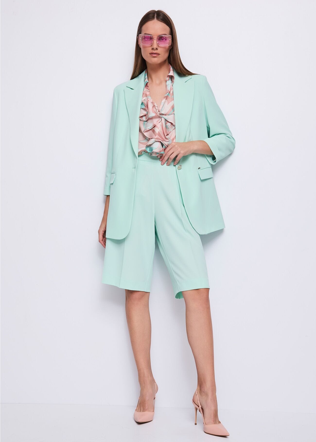 Blazer vert en crêpe cady pour femme