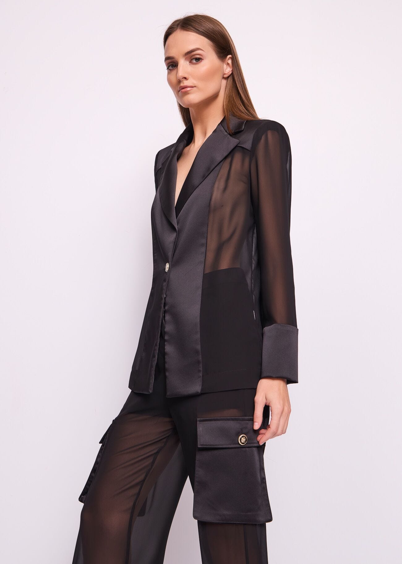Women's georgette and satin blazer