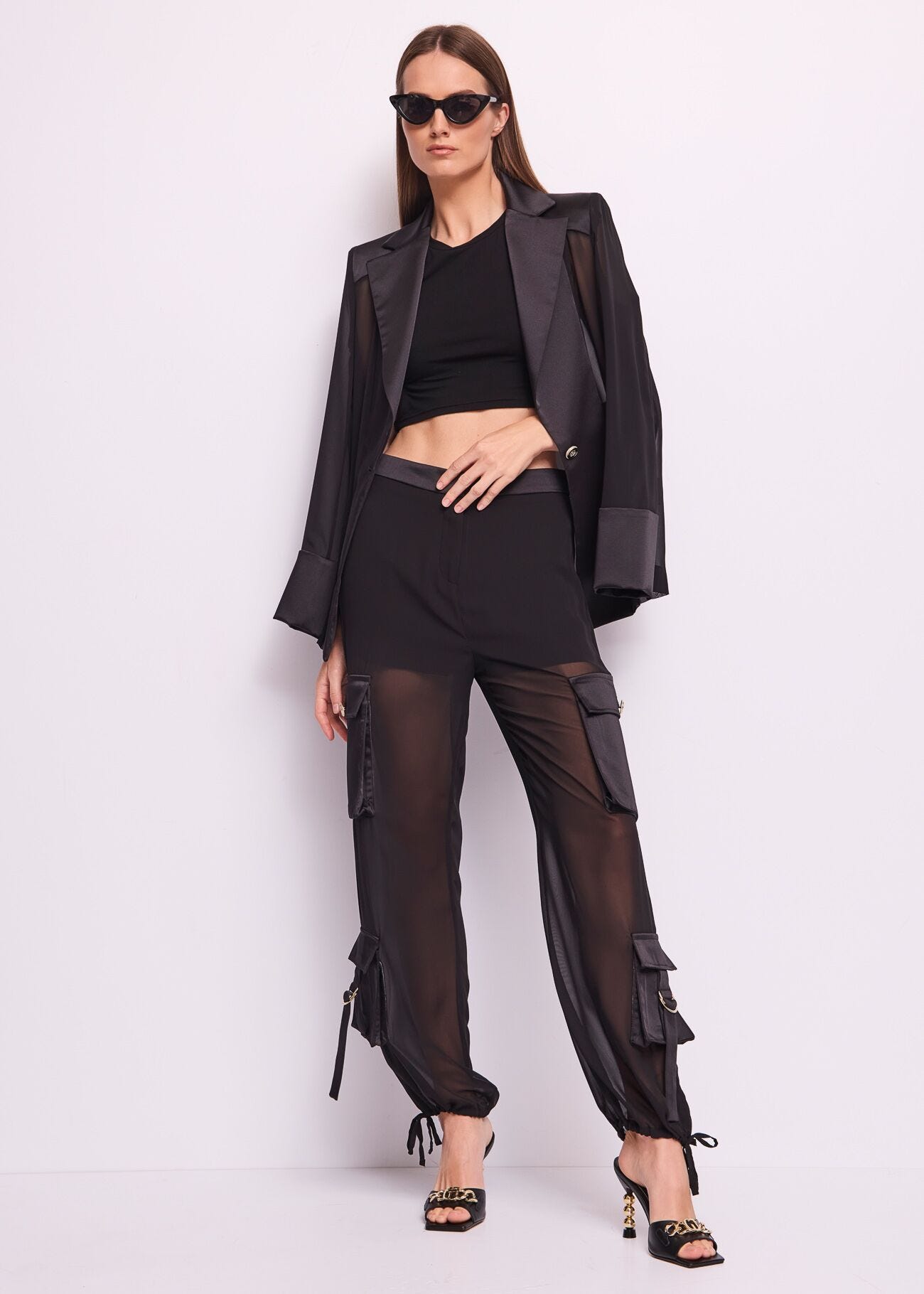 Women's georgette and satin blazer
