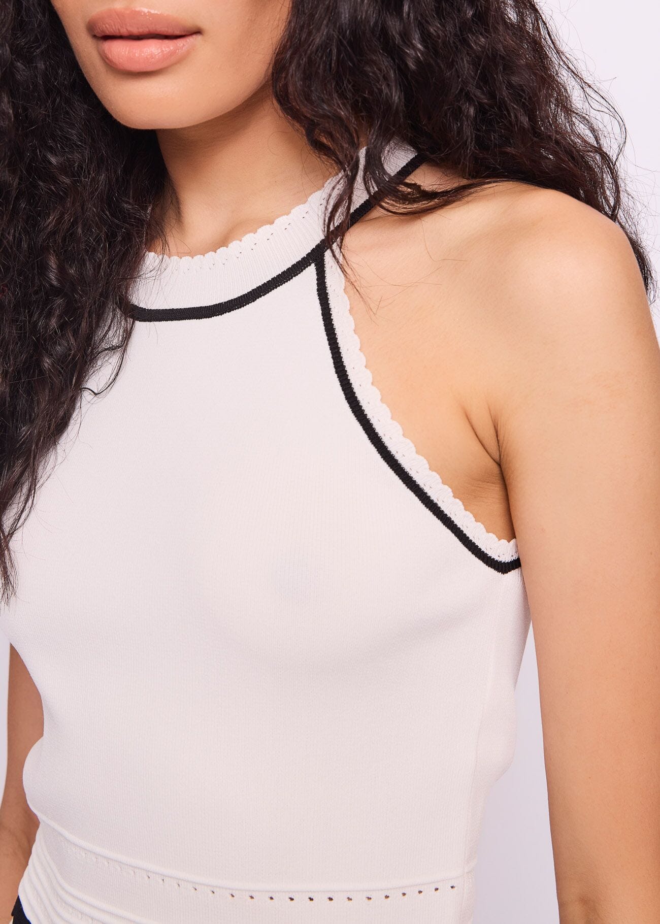 Top blanc en maille pour femme