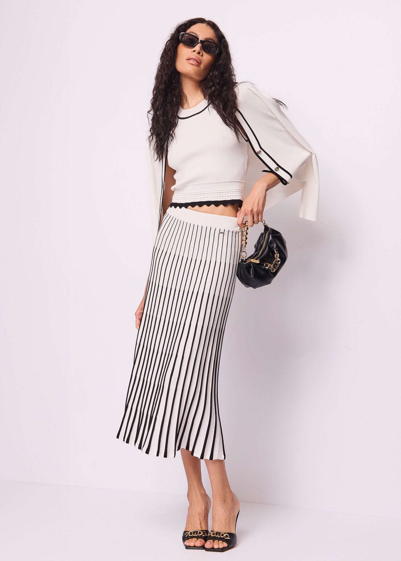 Top blanc en maille pour femme