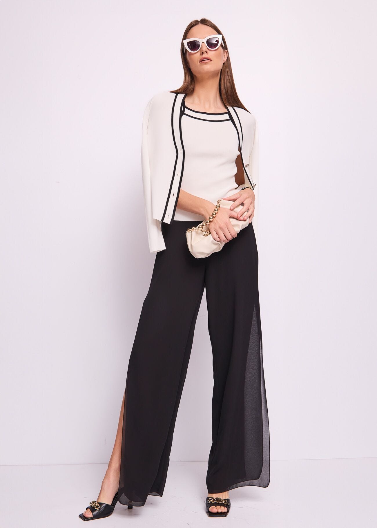 Top da donna bianco con intarsi