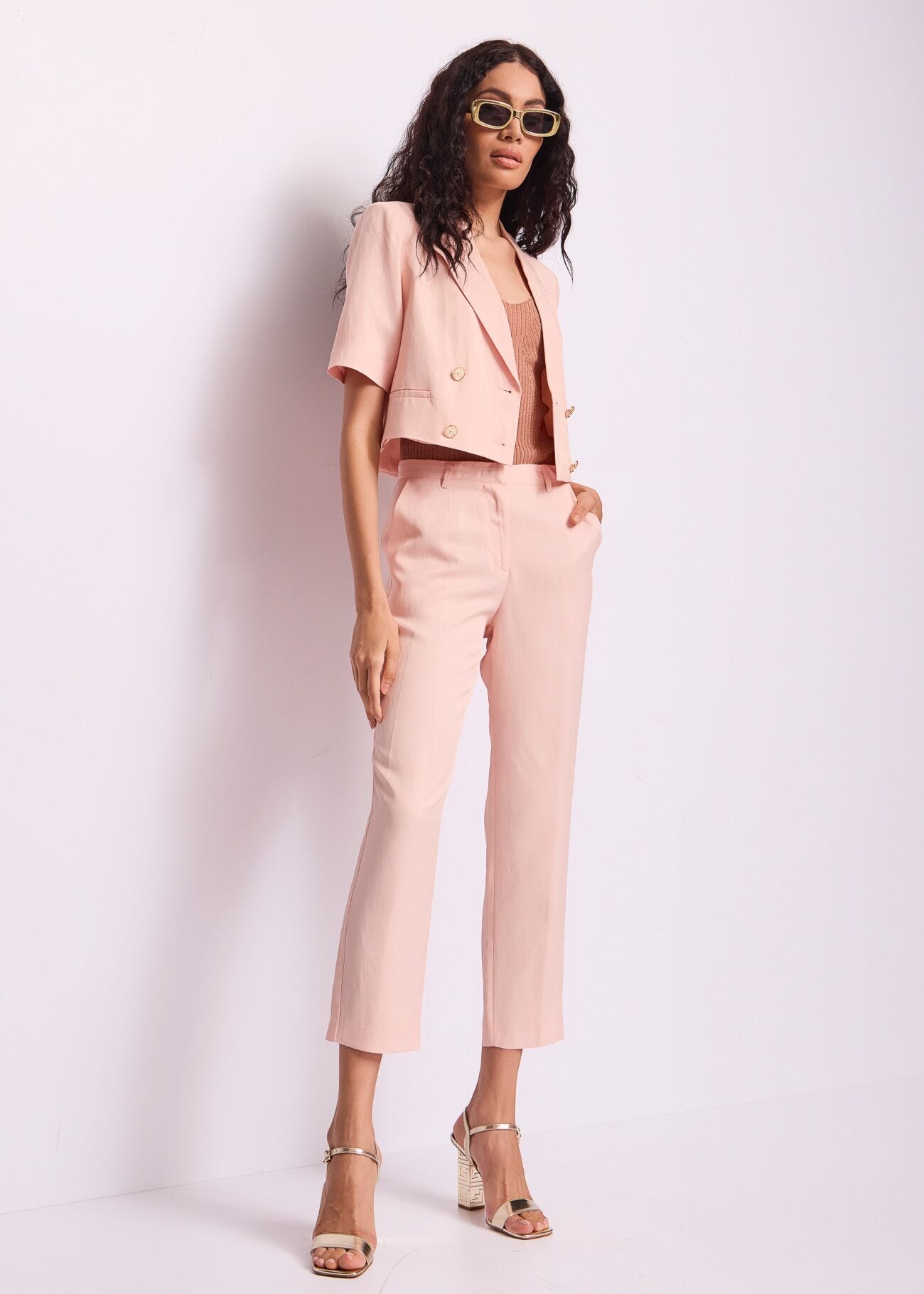 Top de punto lúrex para mujer