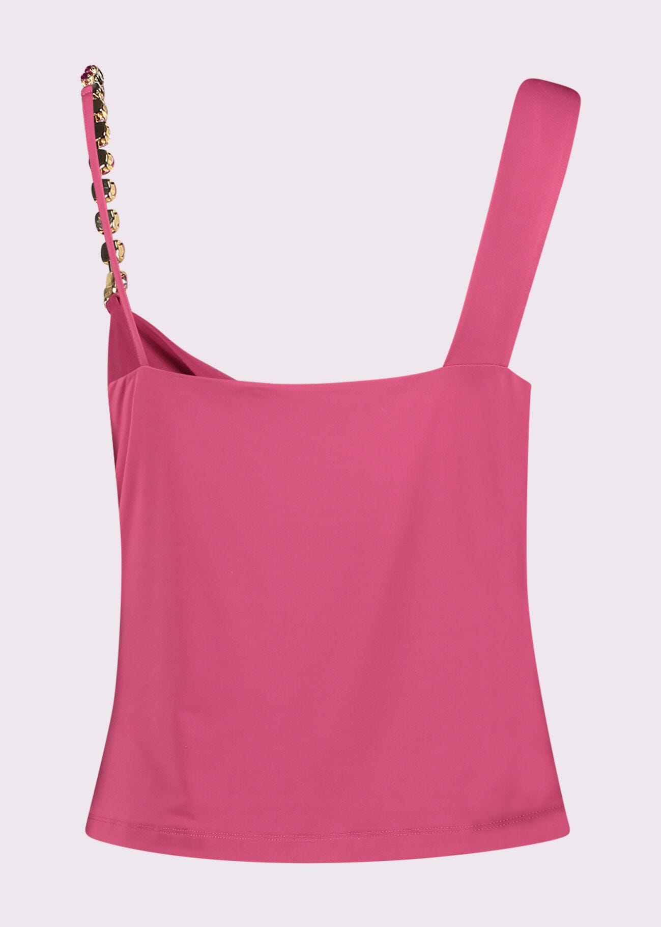 Women’s top in shiny jersey.