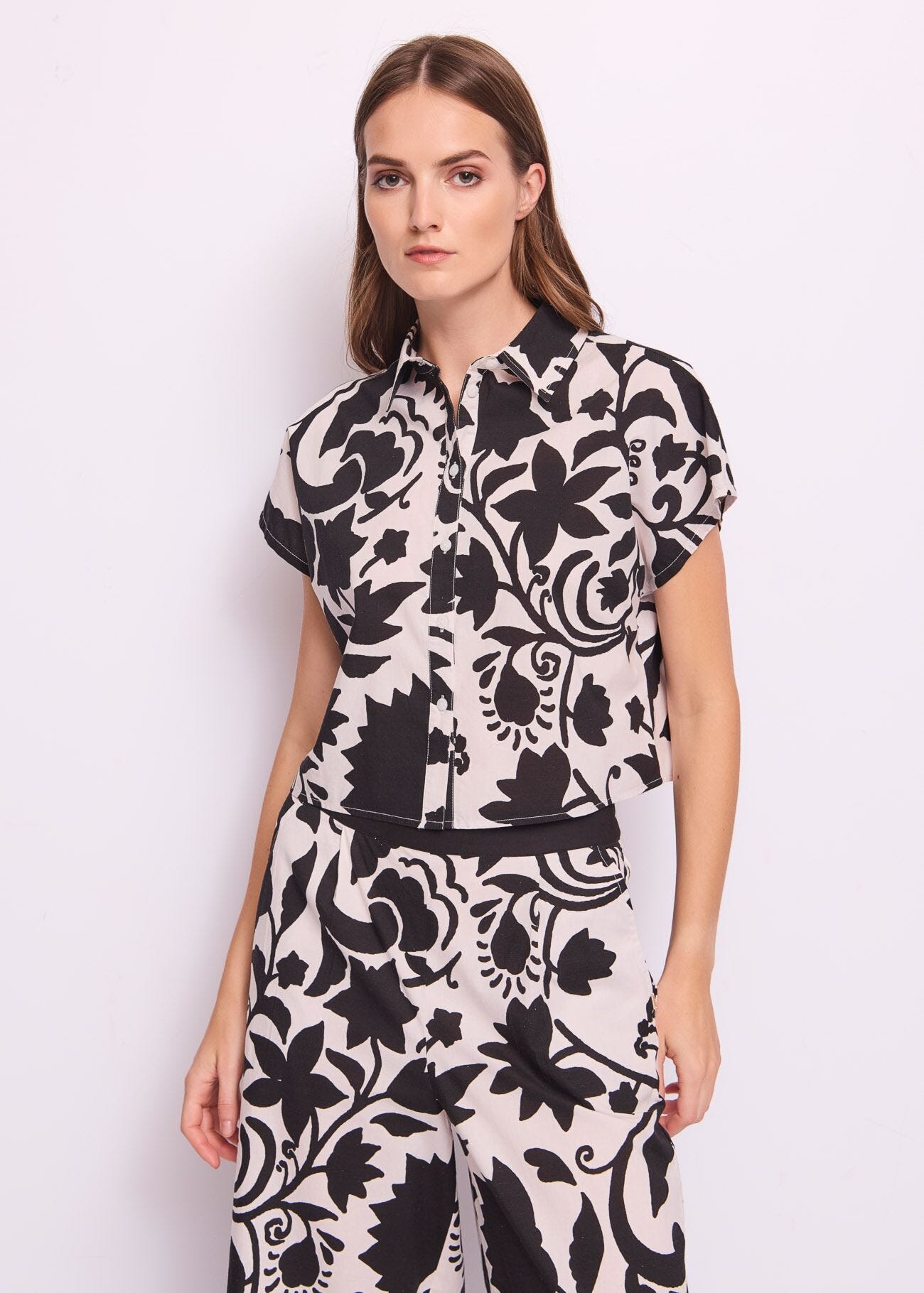 Chemise en coton imprimé pour femme