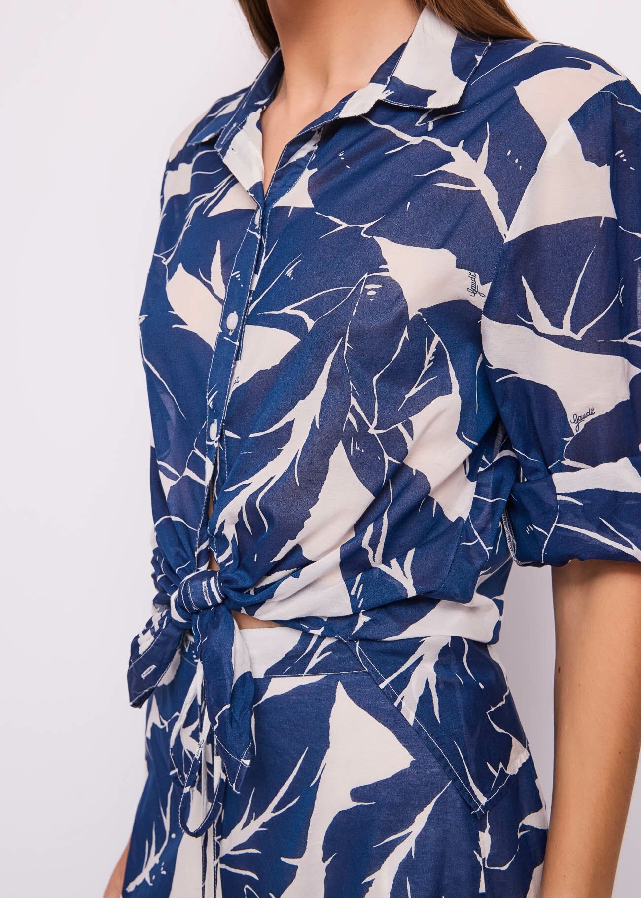 Camisa de algodón estampado para mujer