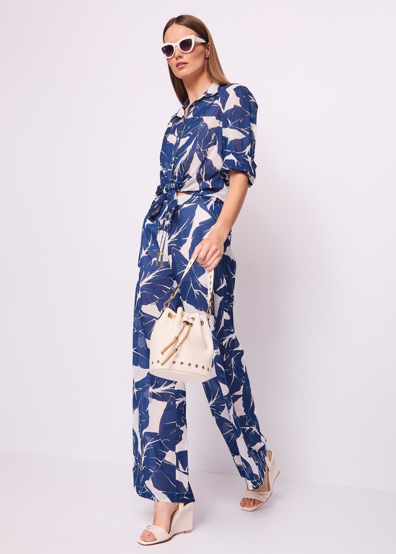 Camisa de algodón estampado para mujer