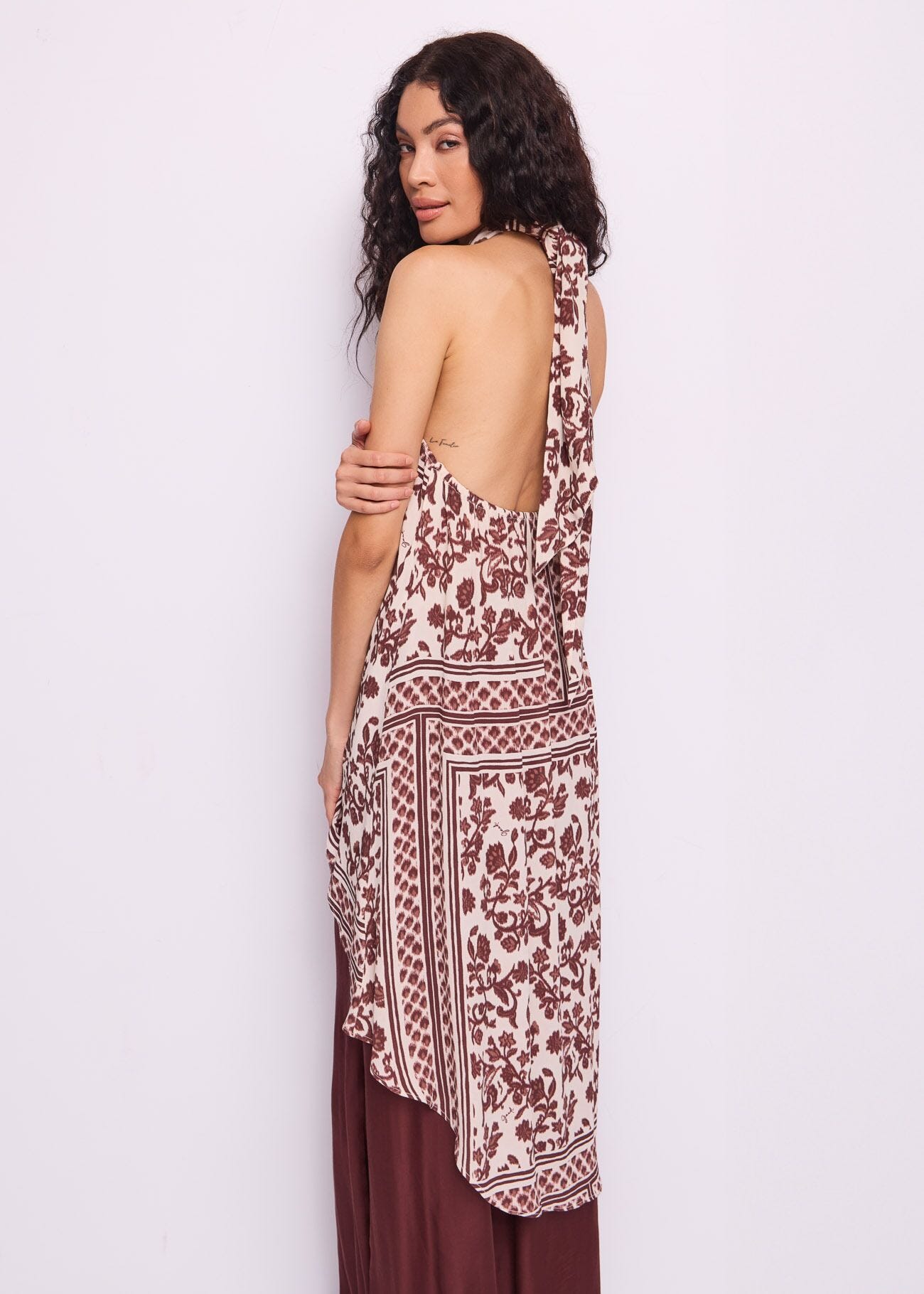 Camisa en crepé estampado para mujer