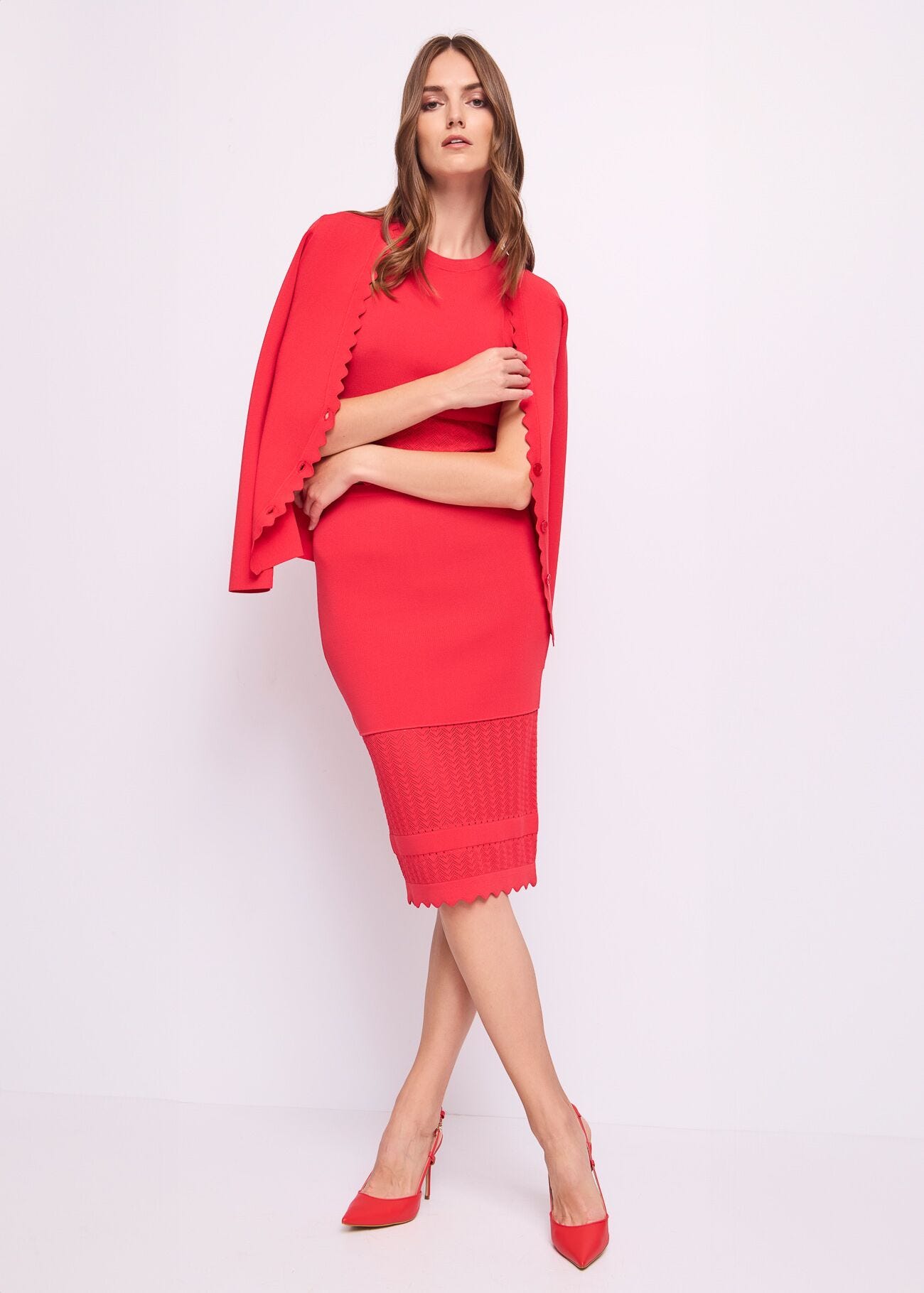 Cárdigan rojo de hilo para mujer