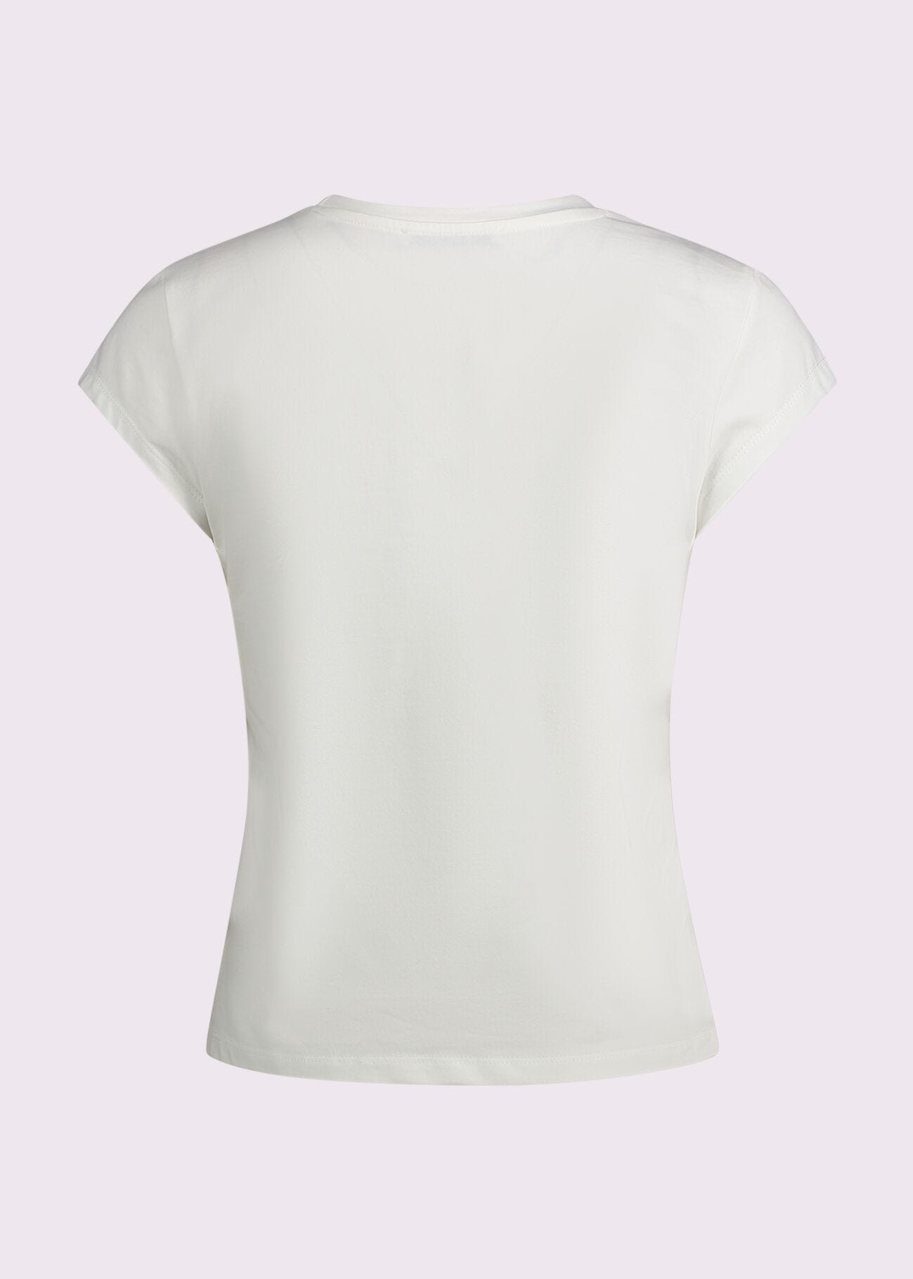 T-shirt da donna bianca con stampa e strass